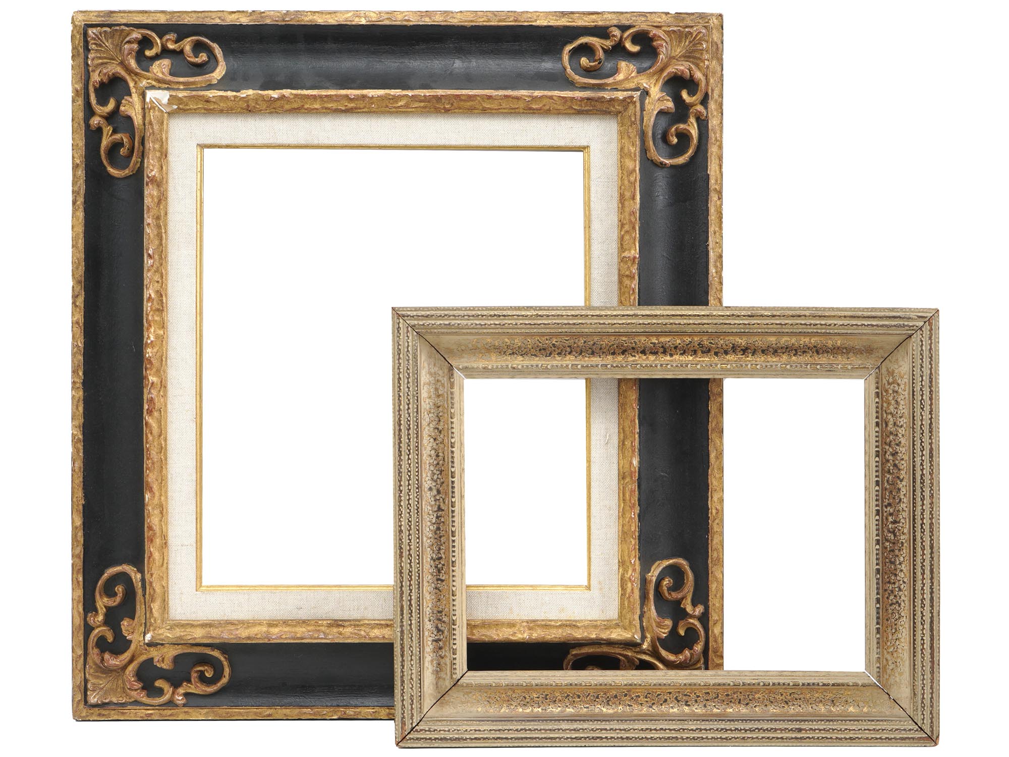 ANTIQUE CONTINENTAL CARVED PATINATED WOOD FRAMES PIC-0
