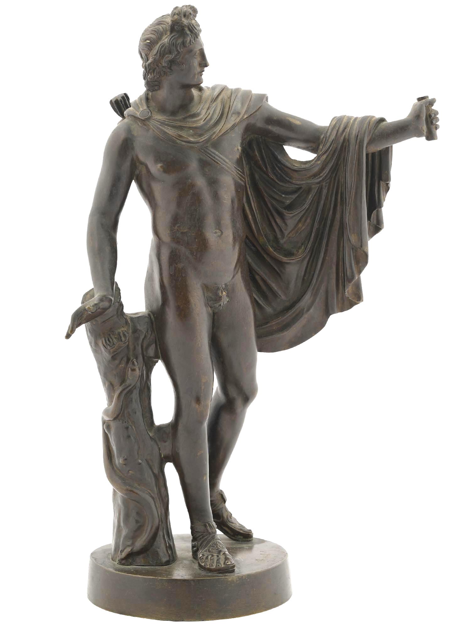 GRAND TOUR BRONZE SCULPTURE OF APOLLO BELVEDERE PIC-0