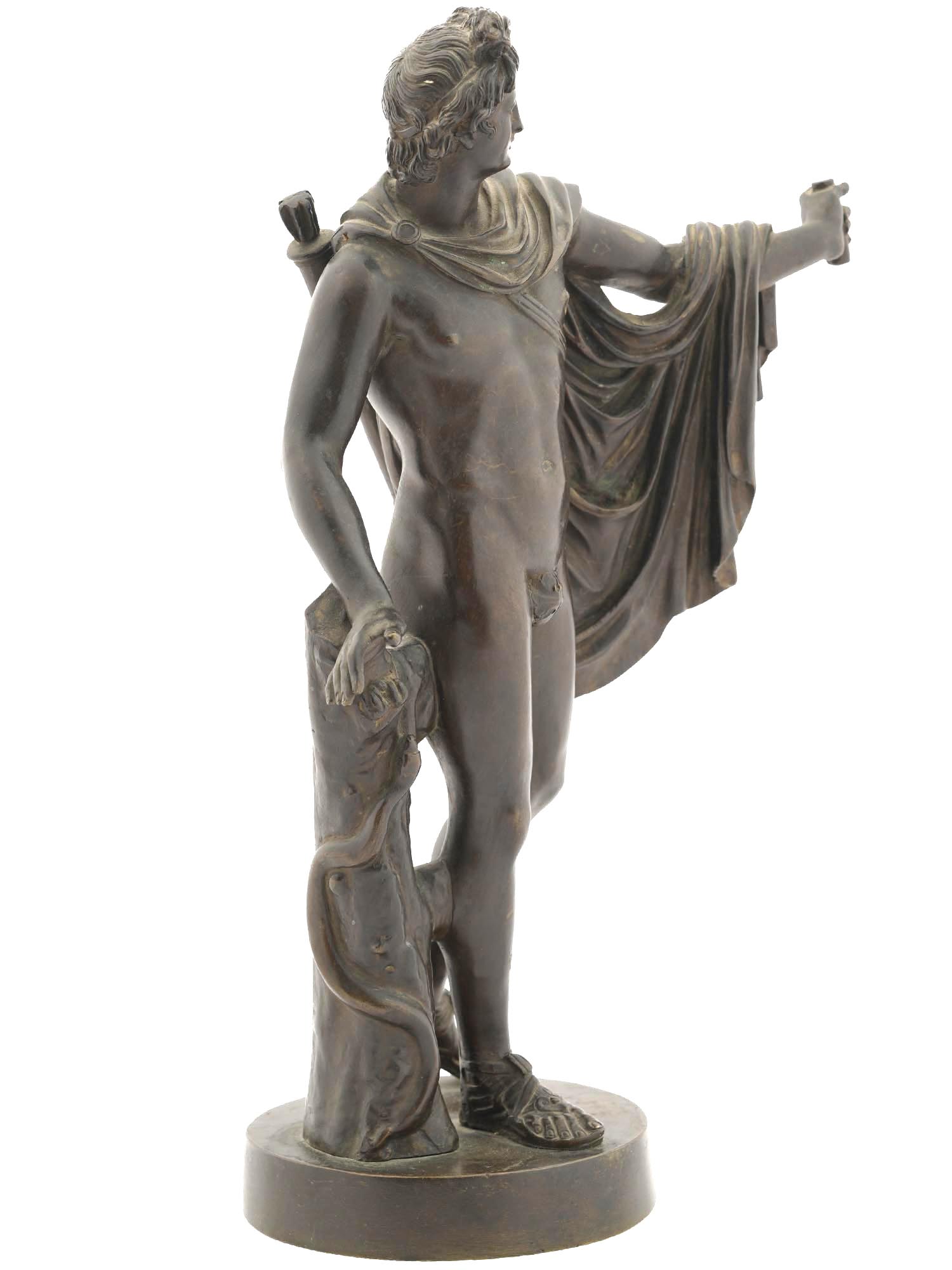 GRAND TOUR BRONZE SCULPTURE OF APOLLO BELVEDERE PIC-1