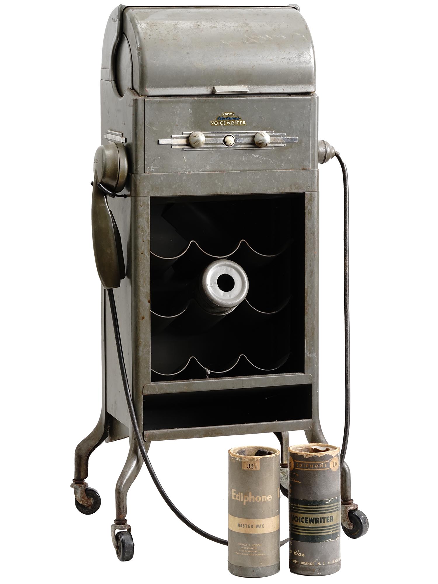 ANTIQUE EDIPHONE VOICEWRITER WITH WAX CYLINDERS PIC-2