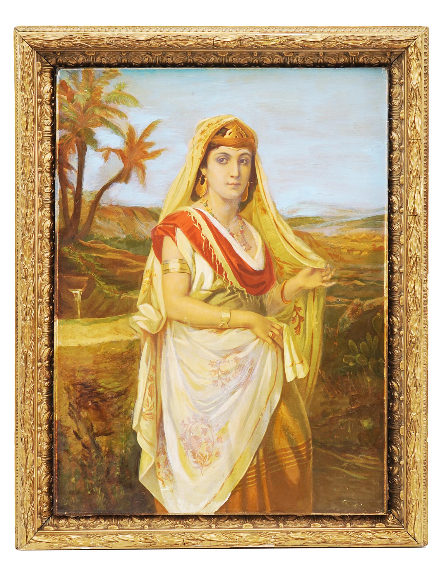 FRAMED BIBLICAL FEMALE PORTRAIT PAINTING ON BOARD PIC-0