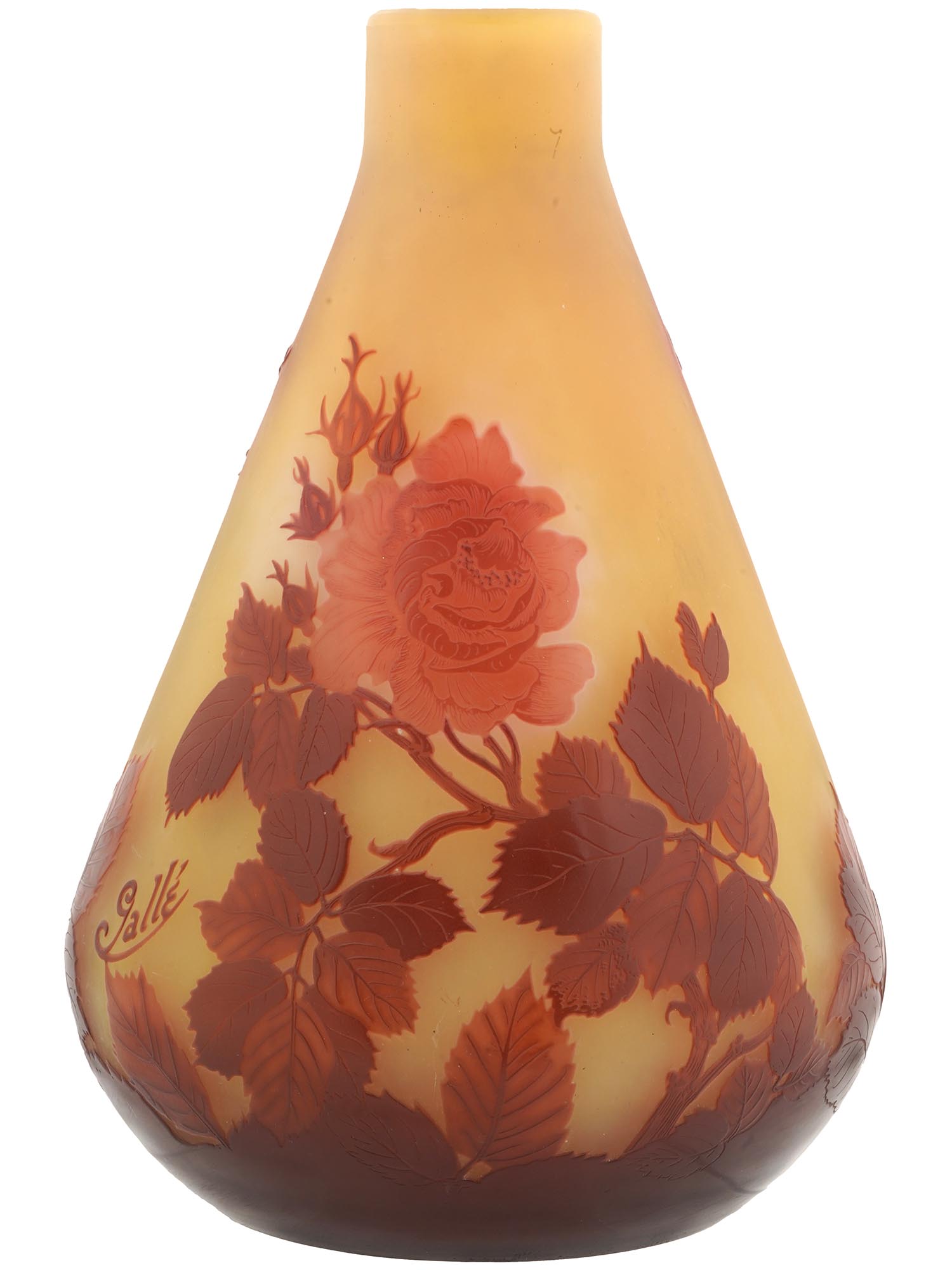 FRENCH ART NOUVEAU EMILE GALLE CAMEO GLASS VASE PIC-2