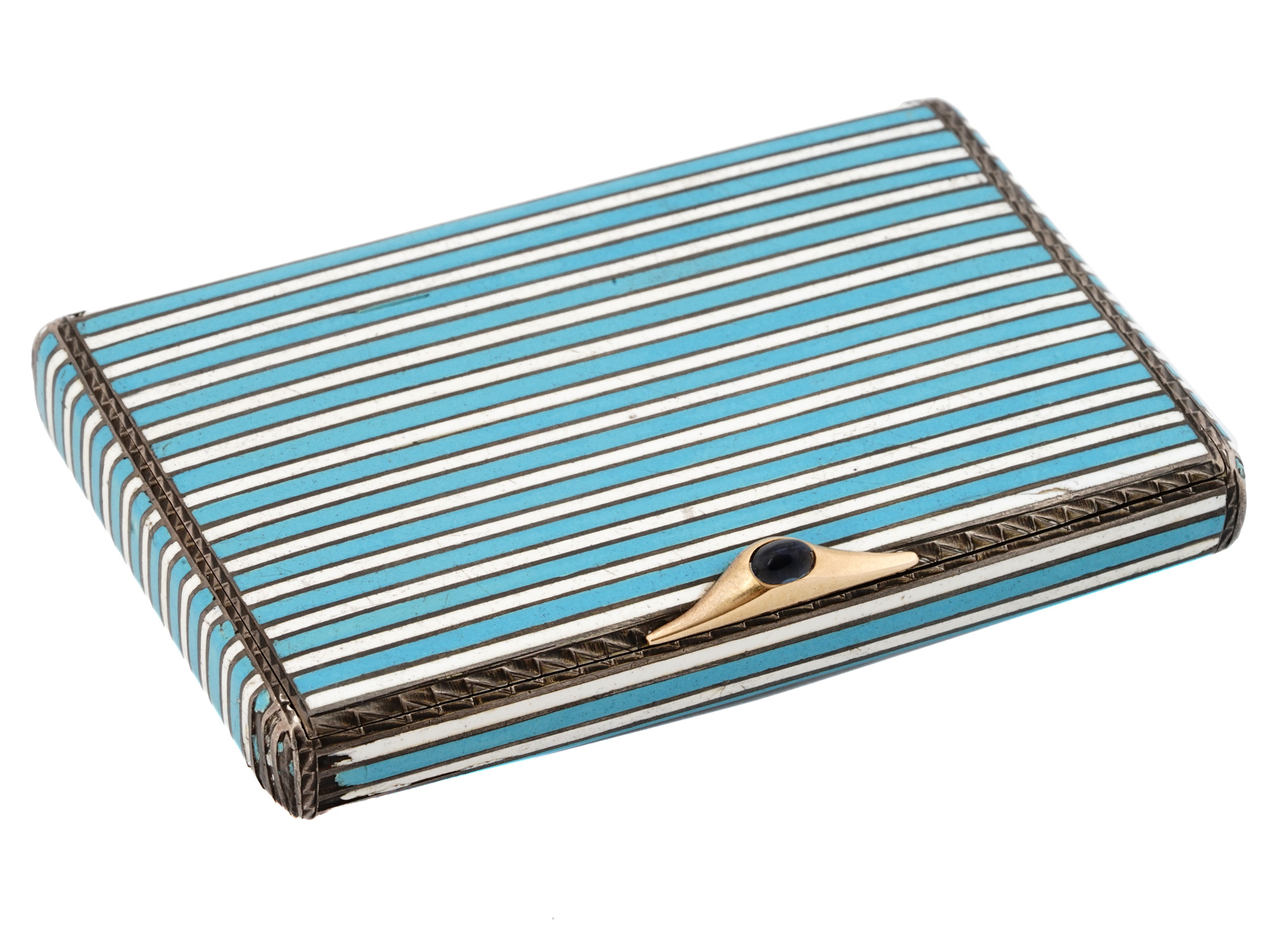 RUSSIAN 84 GILT SILVER AND ENAMEL CIGARETTE CASE PIC-0