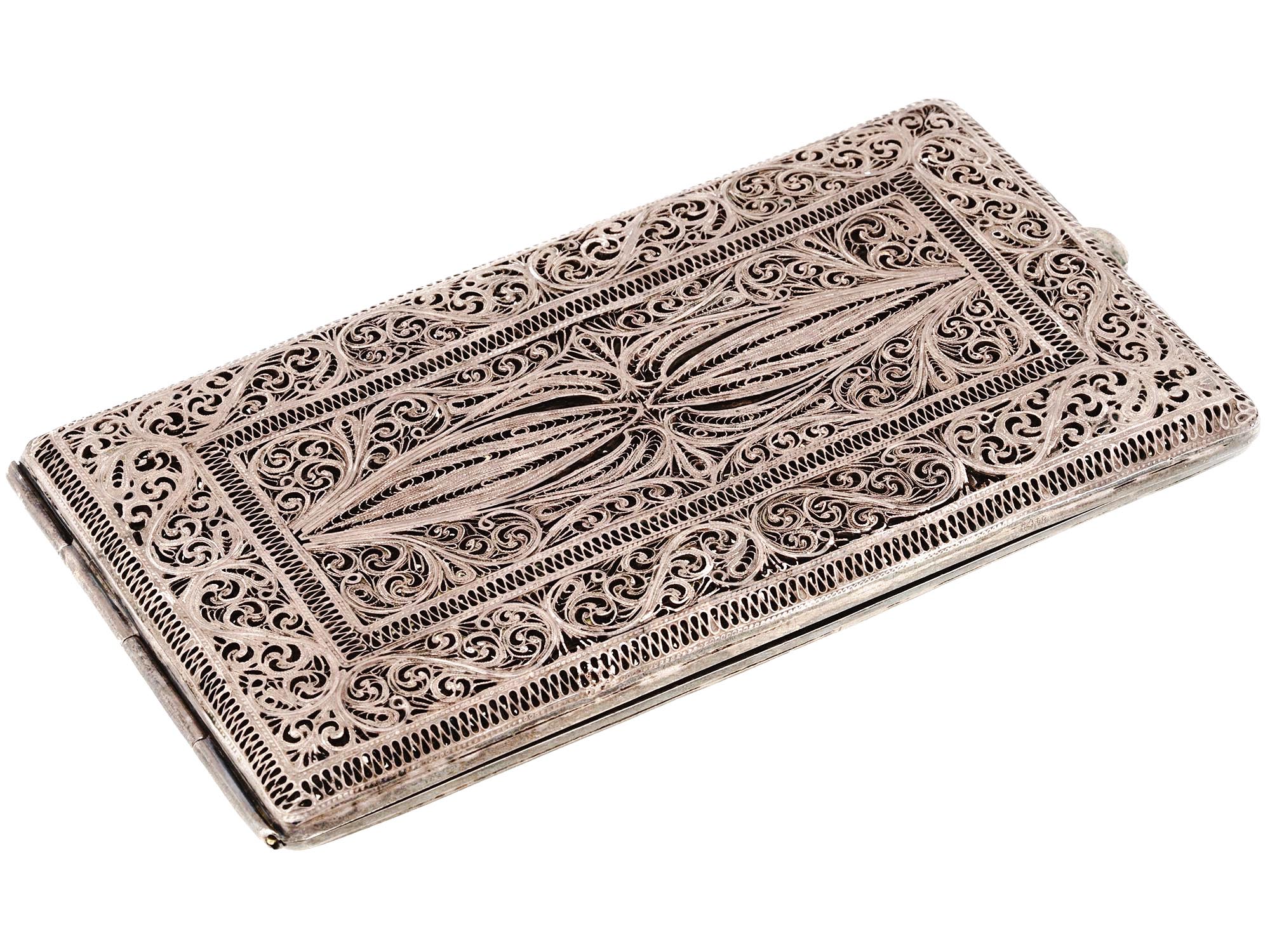 IMPERIAL RUSSIAN SILVER FILIGREE CIGARETTE CASE PIC-0