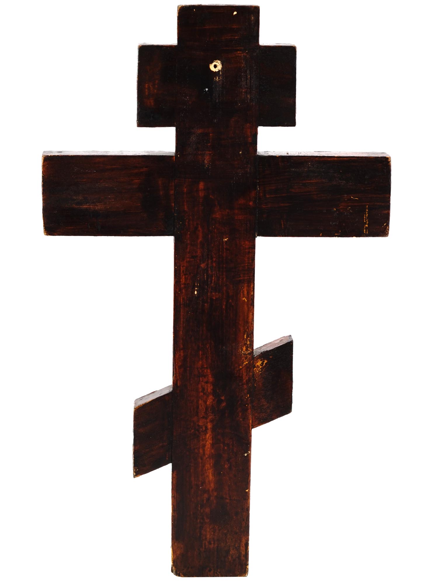 ANTIQUE RUSSIAN ORTHODOX HAND PAINTED WOOD CROSS PIC-2