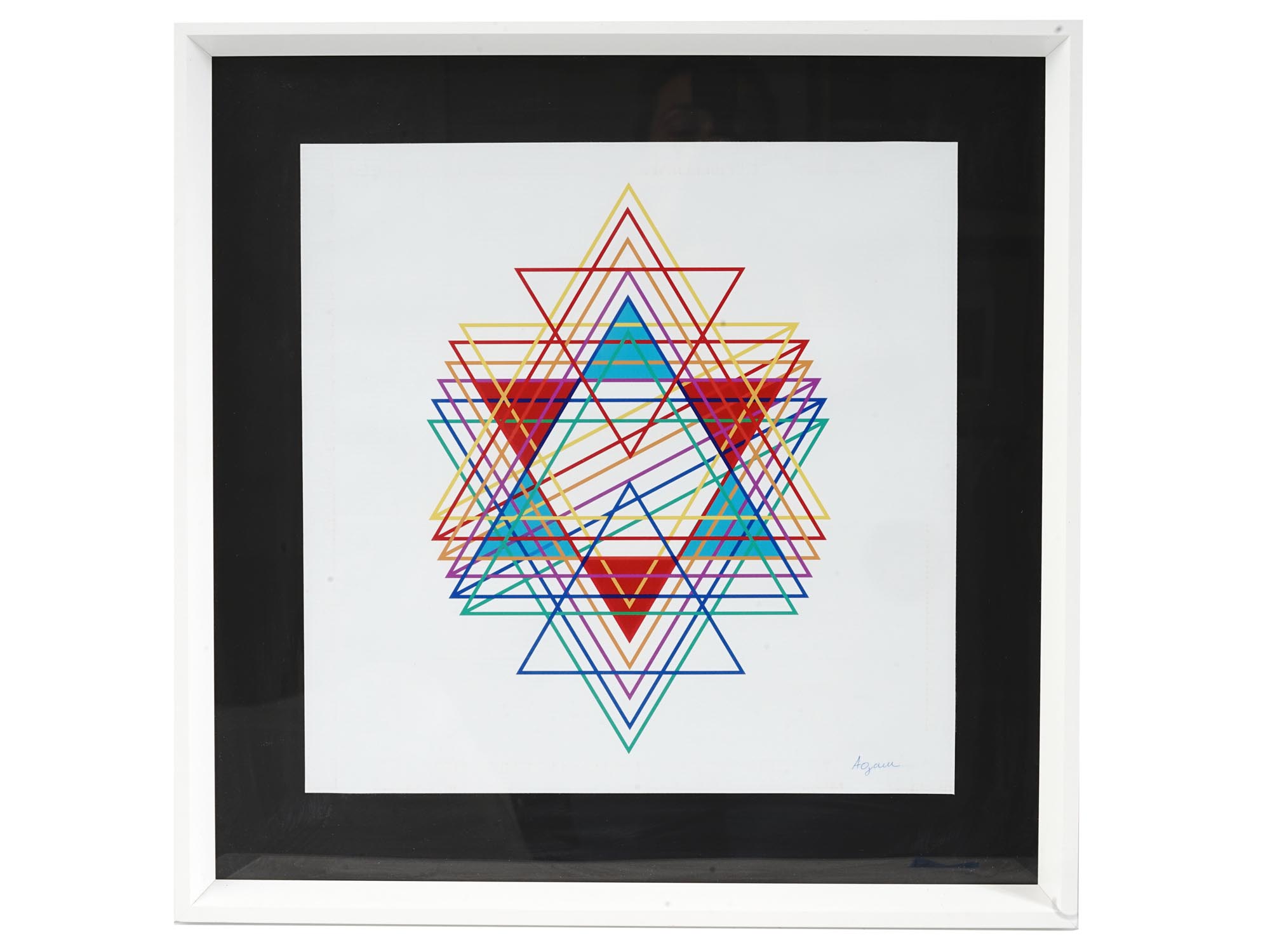 JUDAICA STAR OF DAVID SILK PRINT BY YAACOV AGAM PIC-0