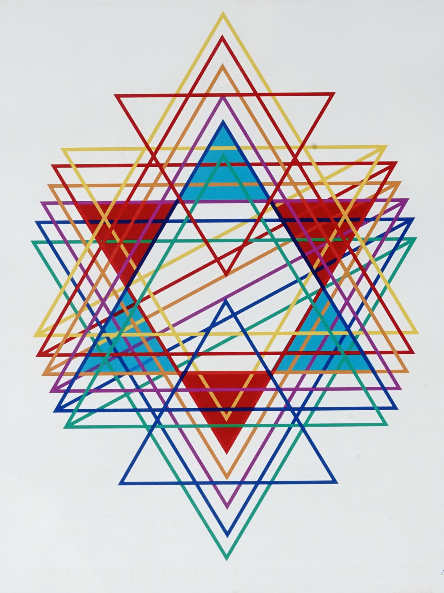 JUDAICA STAR OF DAVID SILK PRINT BY YAACOV AGAM PIC-1