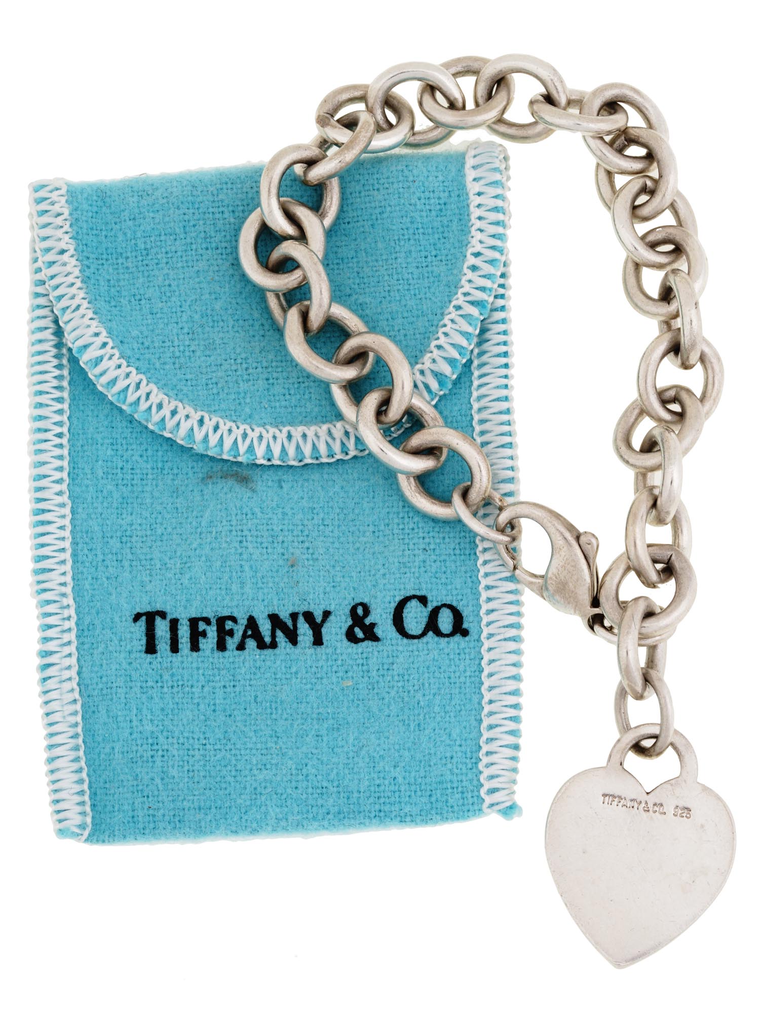 TIFFANY STERLING SILVER BRACELET WITH HEART CHARM PIC-0