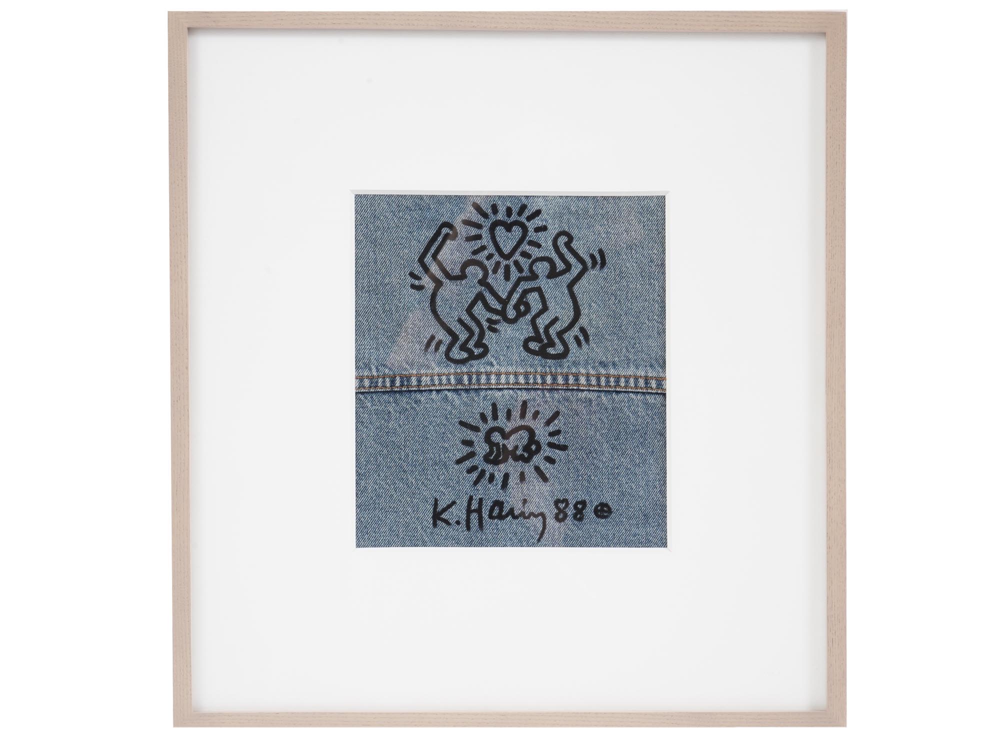 1988 MARKER PAINTING JEANS ON CLOTH BY KEITH HARING PIC-0