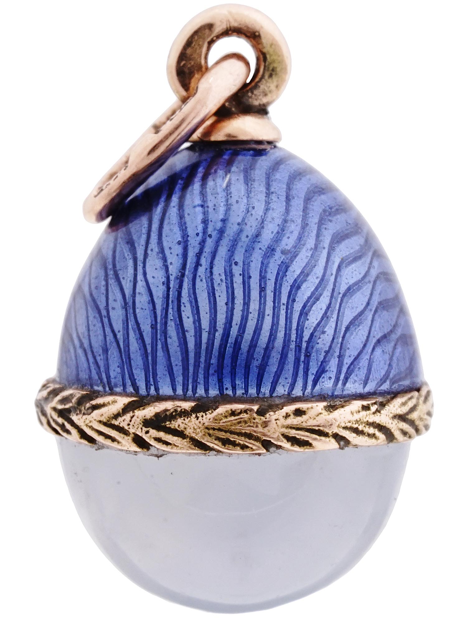 IMPERIAL RUSSIAN 14K GOLD MOONSTONE EGG PENDANT PIC-2