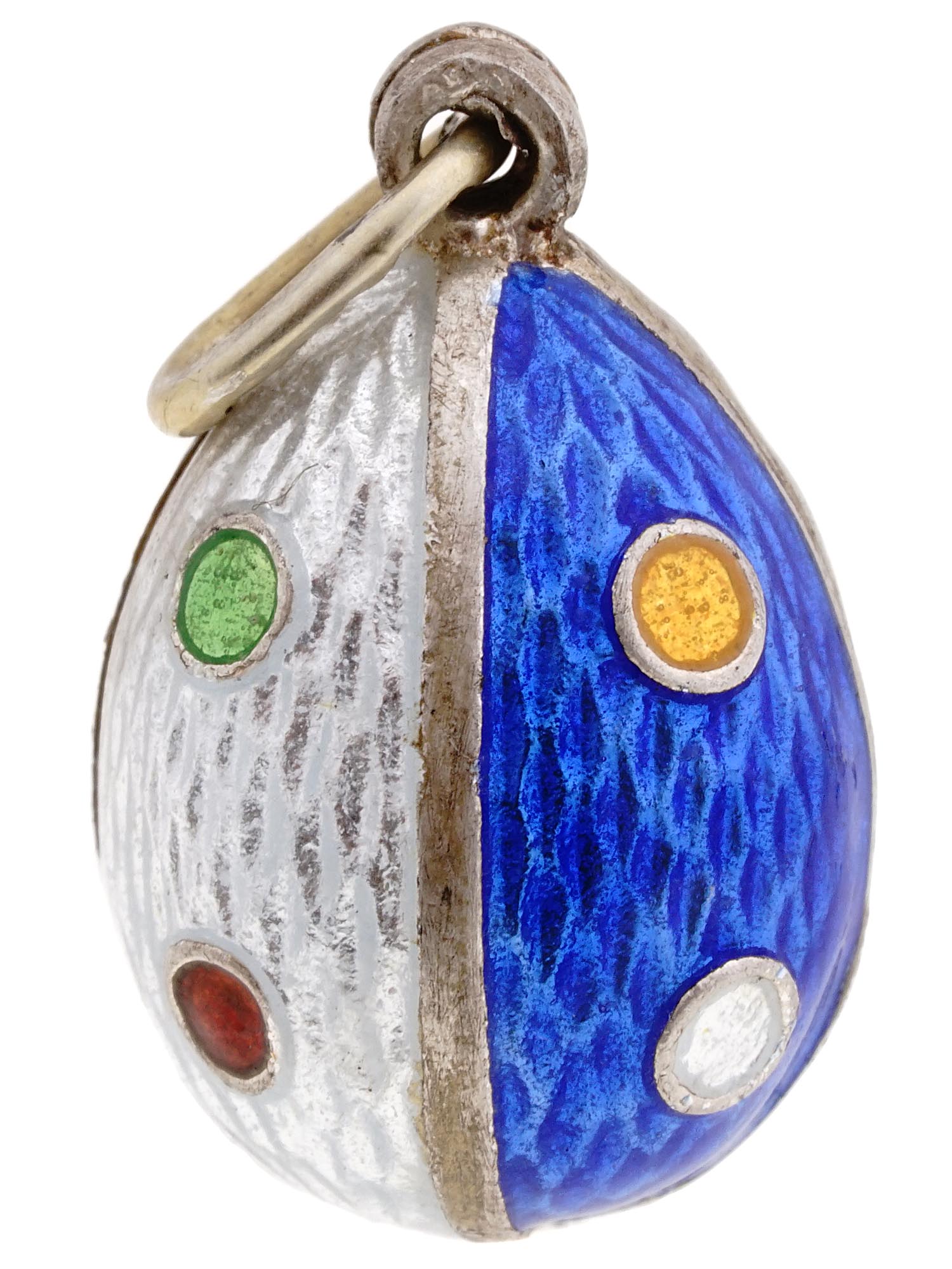 IMPERIAL RUSSIAN SILVER ENAMEL EGG PENDANT PIC-0