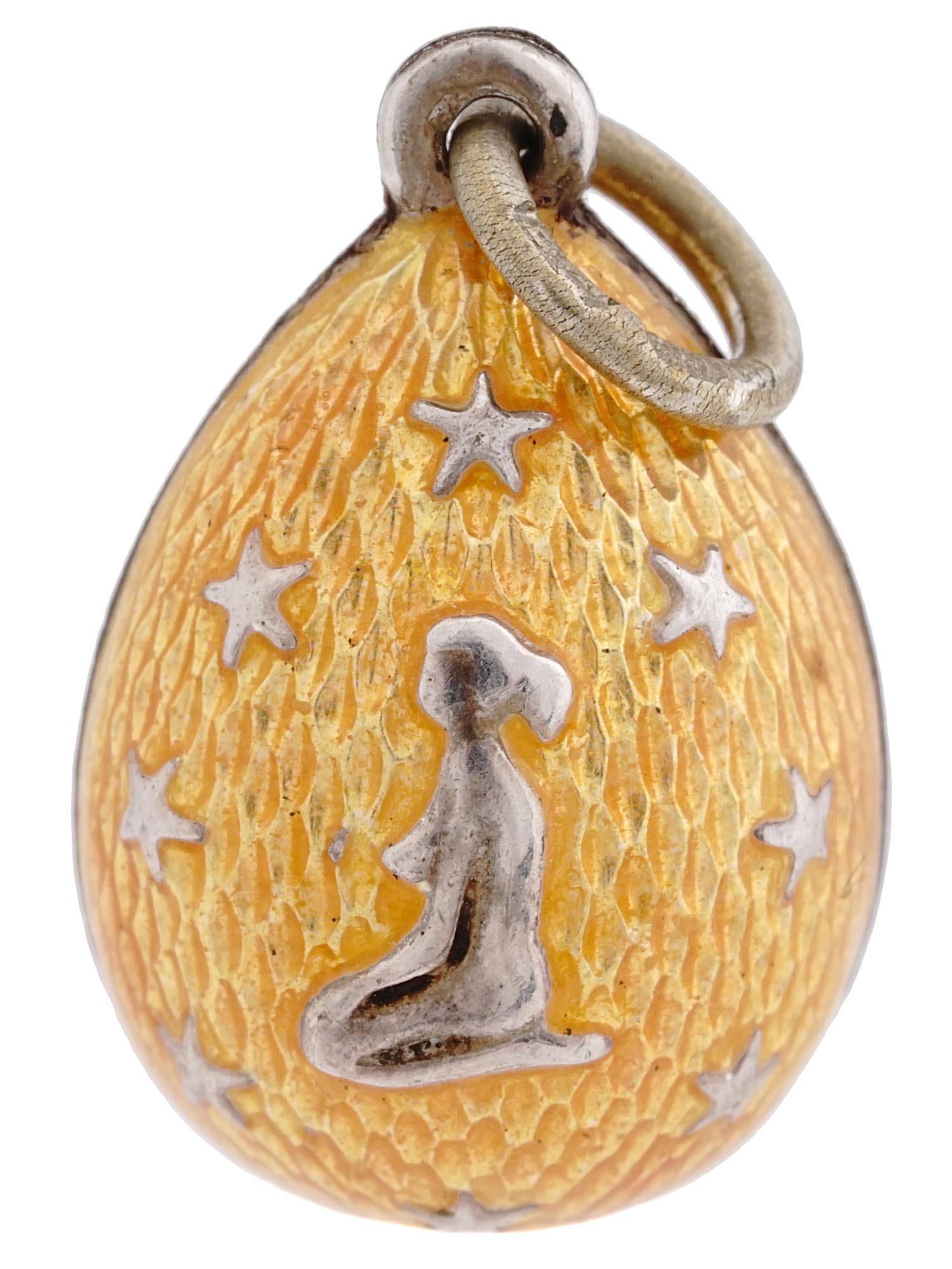 IMPERIAL RUSSIAN SILVER ENAMEL EGG PENDANT PIC-0