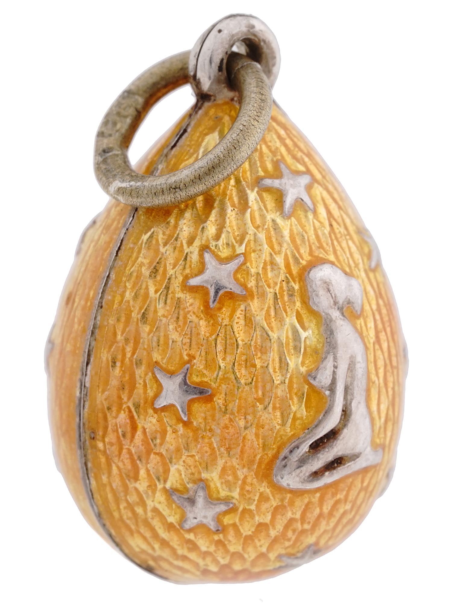 IMPERIAL RUSSIAN SILVER ENAMEL EGG PENDANT PIC-1