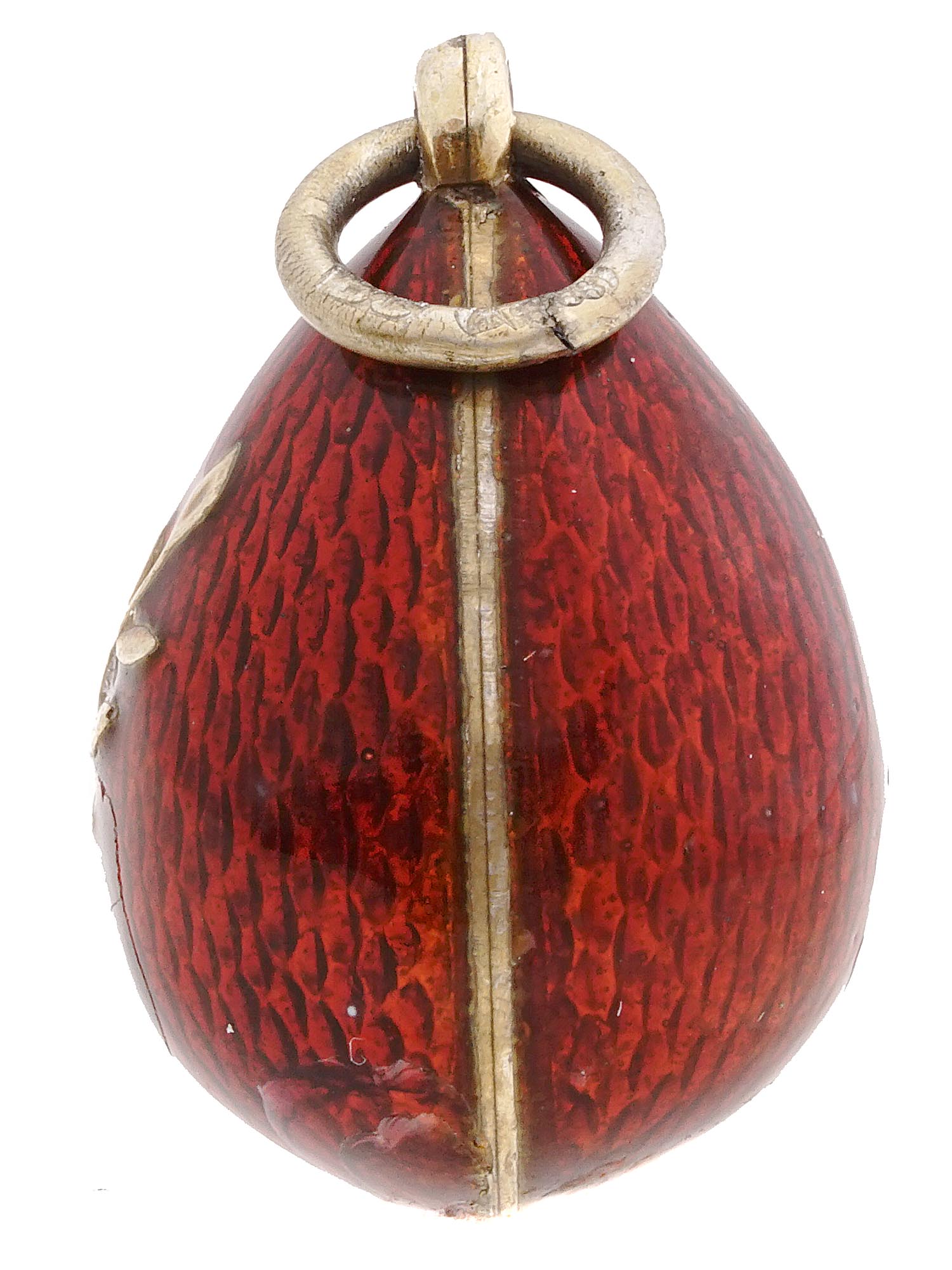 IMPERIAL RUSSIAN SILVER ENAMEL EGG PENDANT PIC-1