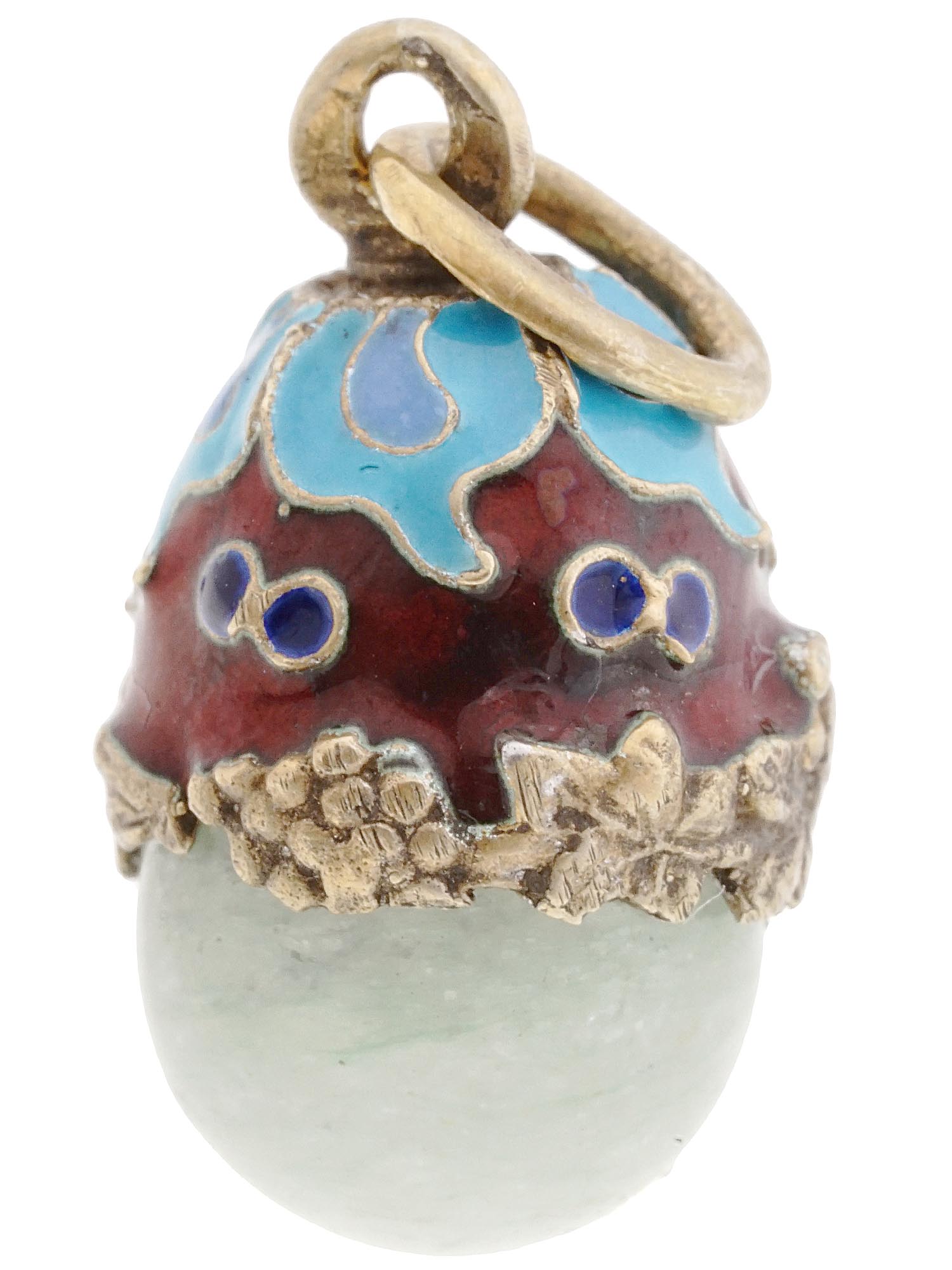 RUSSIAN 88 SILVER ENAMEL AND QUARTZ EGG PENDANT PIC-1