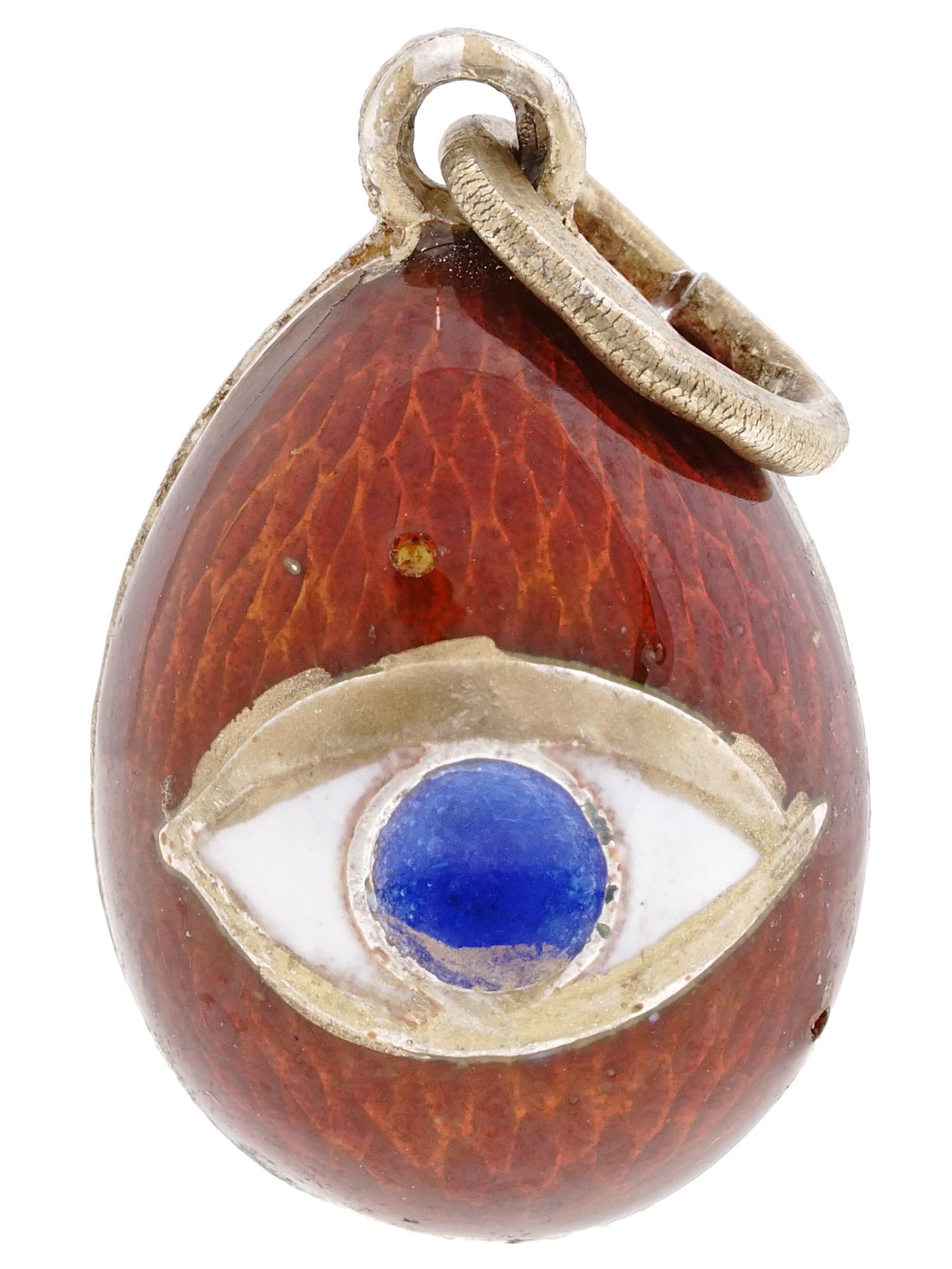 RUSSIAN SILVER GILT AND ENAMEL EYE EGG PENDANT PIC-0