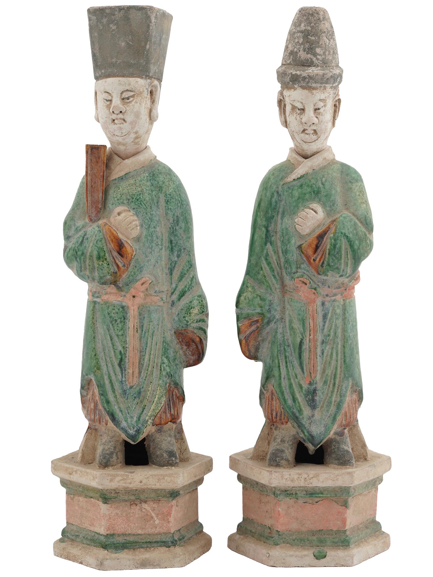 MING SANCAI POTTERY FIGURES OF COURT ATTENDANTS PIC-1