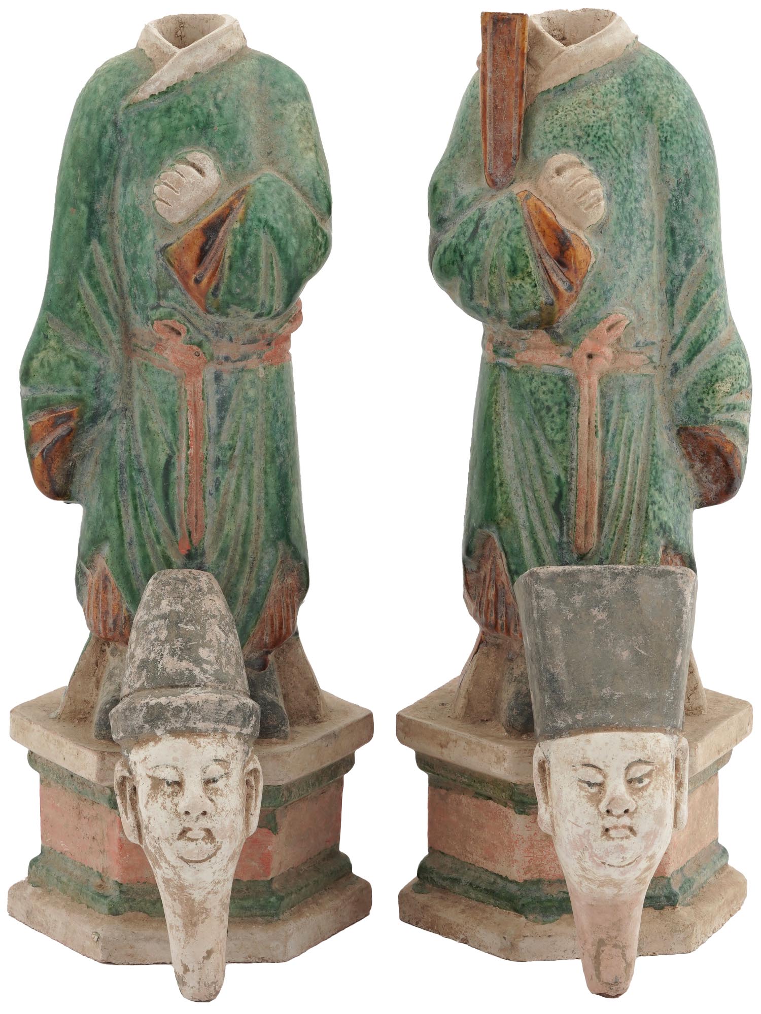 MING SANCAI POTTERY FIGURES OF COURT ATTENDANTS PIC-4