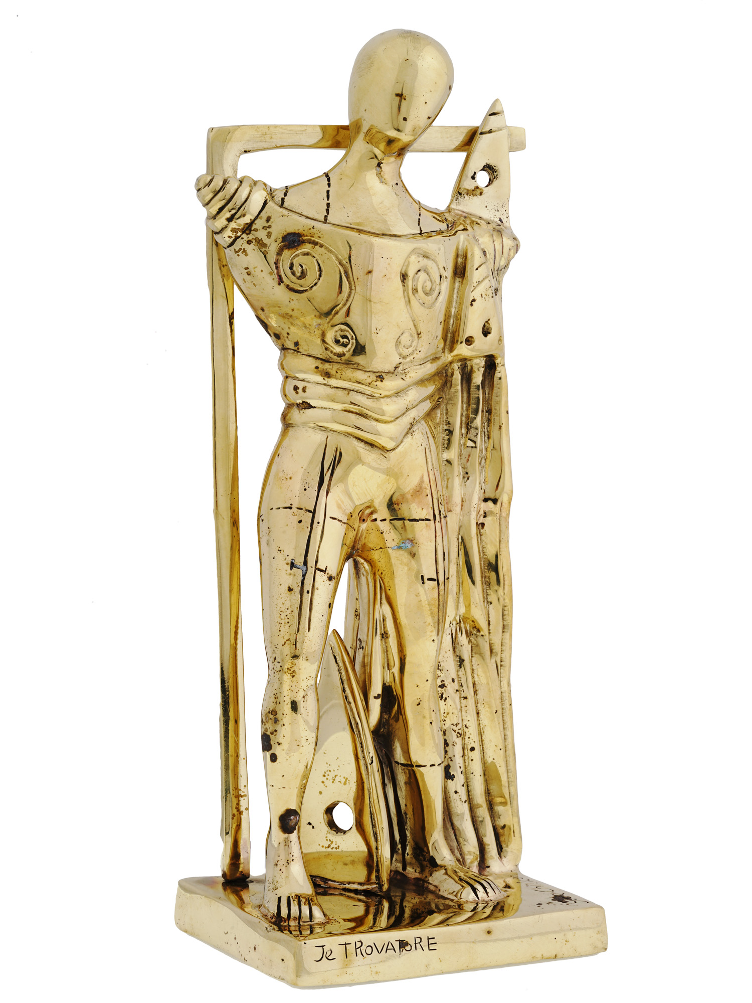 ITALIAN GILT BRONZE FIGURE BY GIORGIO DE CHIRICO PIC-0