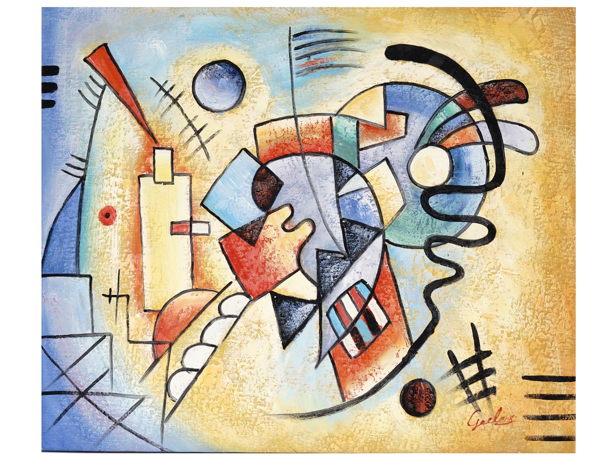 RUSSIAN ABSTRACT PAINTING AFTER WASSILY KANDINSKY PIC-0