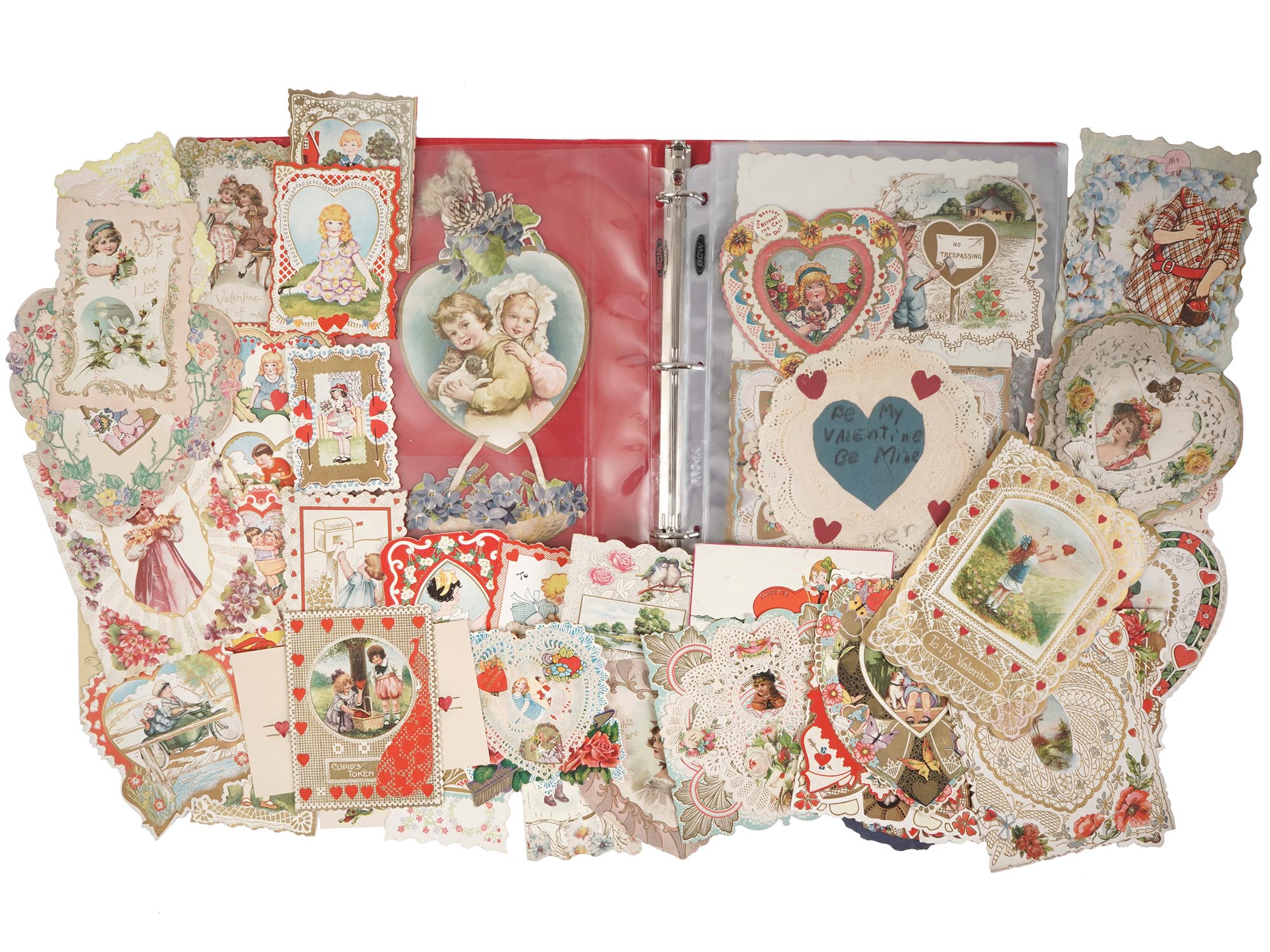 ANTIQUE VALENTINES DAY CARDS COLLECTION IN ALBUM PIC-0