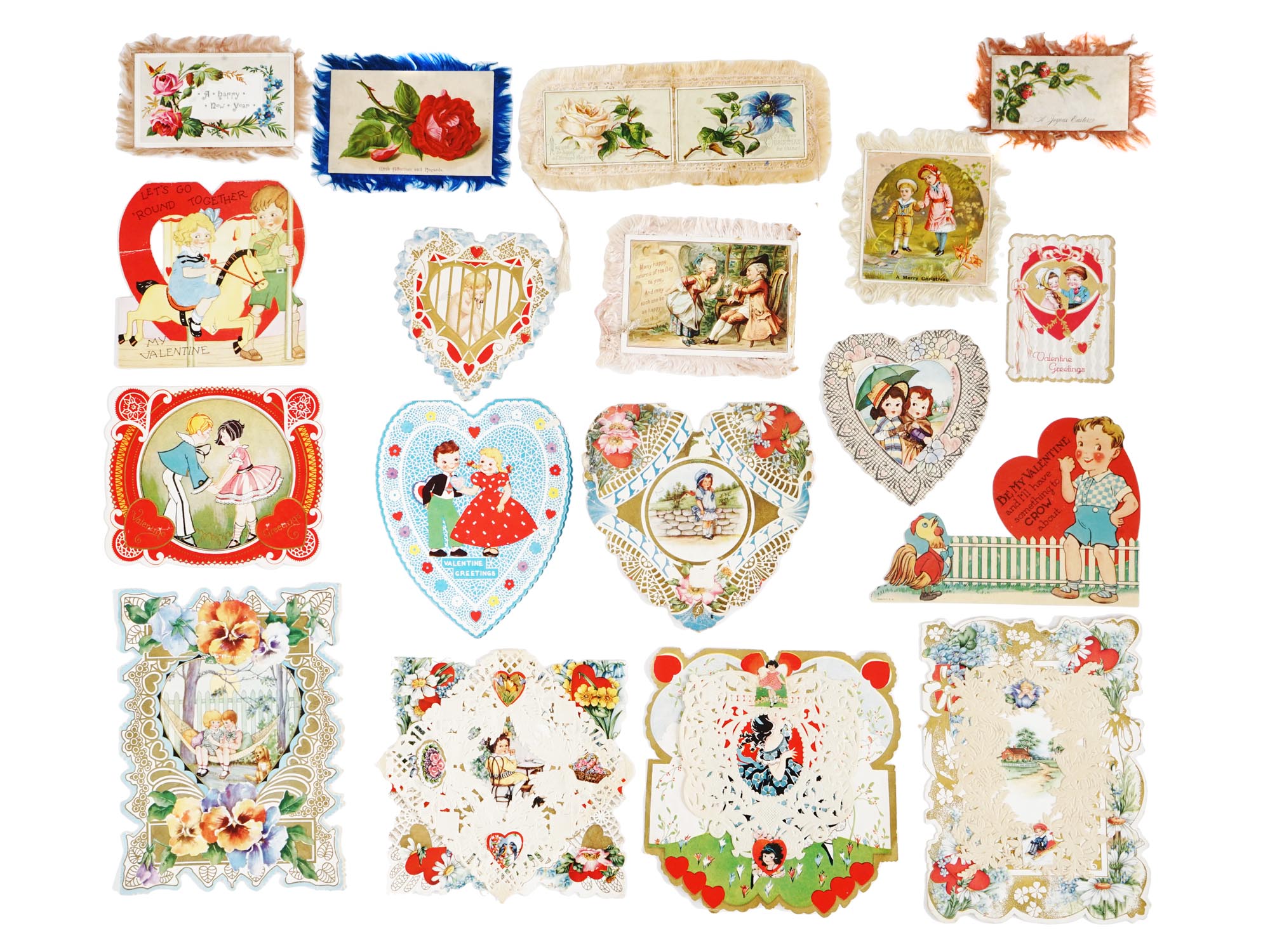 ANTIQUE VALENTINE AND CHRISTMAS CARDS COLLECTION PIC-1