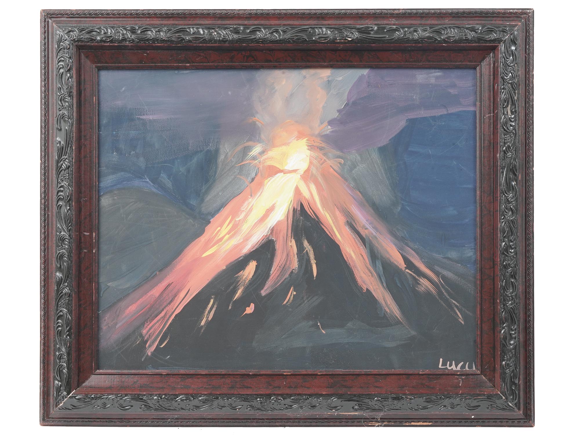 VOLCANO ERUPTION ACRYLIC PAINTING BY LUCY WOOSTER PIC-0