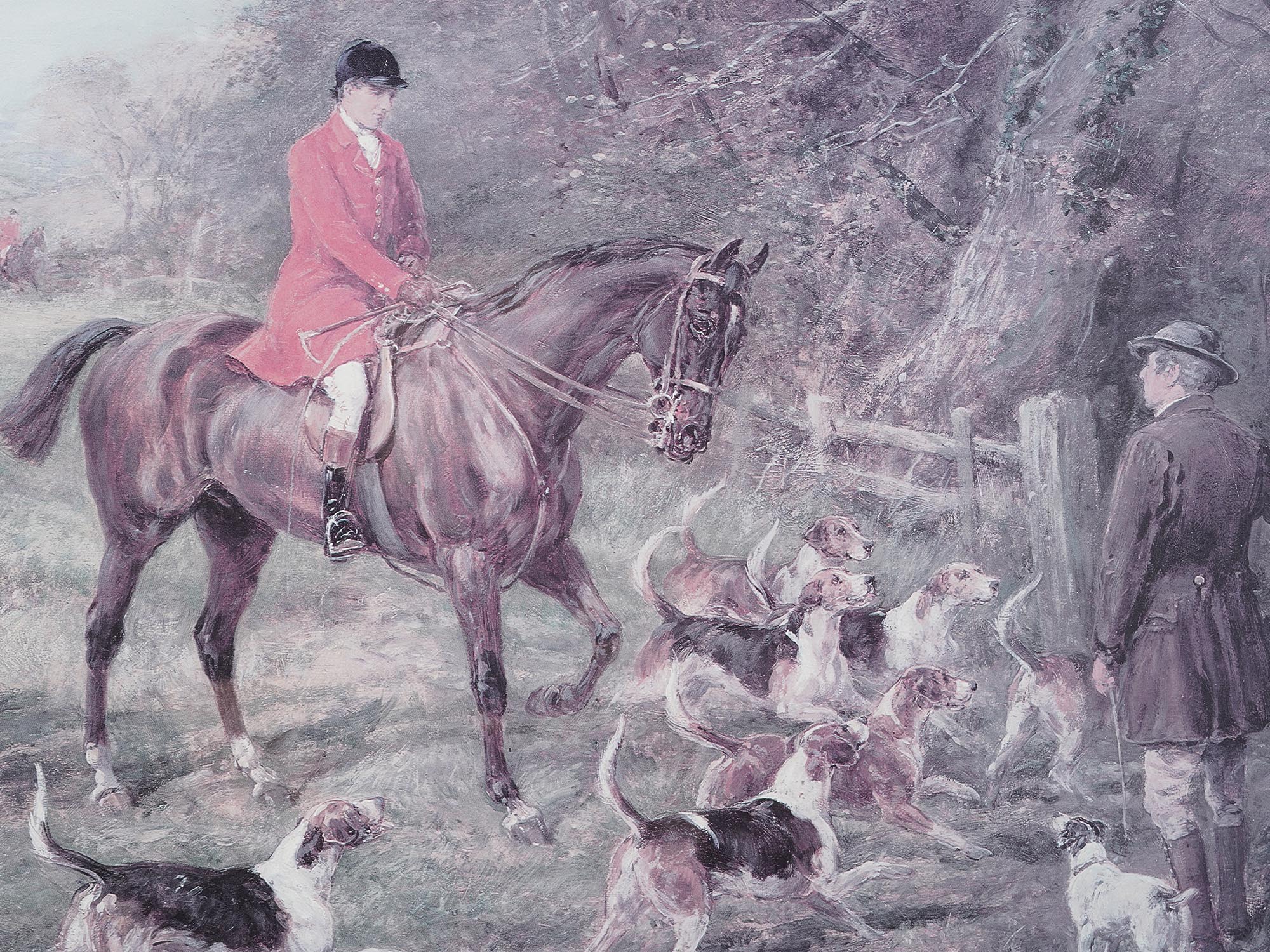 ENGLISH HUNTING SCENE PRINT AFTER HEYWOOD HARDY PIC-2