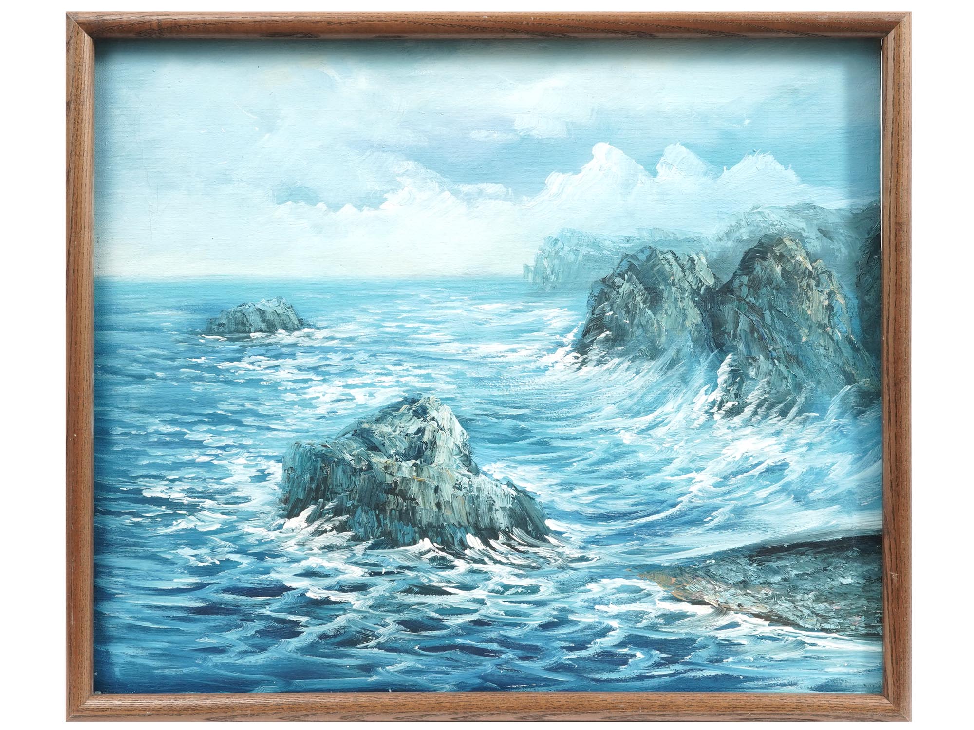 20TH CENTURY MARINE SEASCAPE OIL PAINTING FRAMED PIC-0