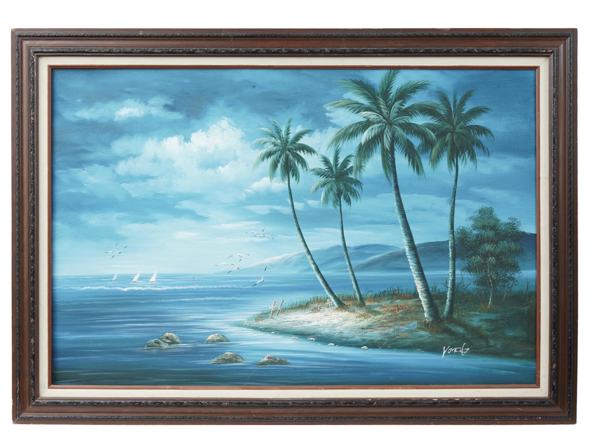 BEACH SEASHORE OIL PAINTING SIGNED BY THE ARTIST PIC-0