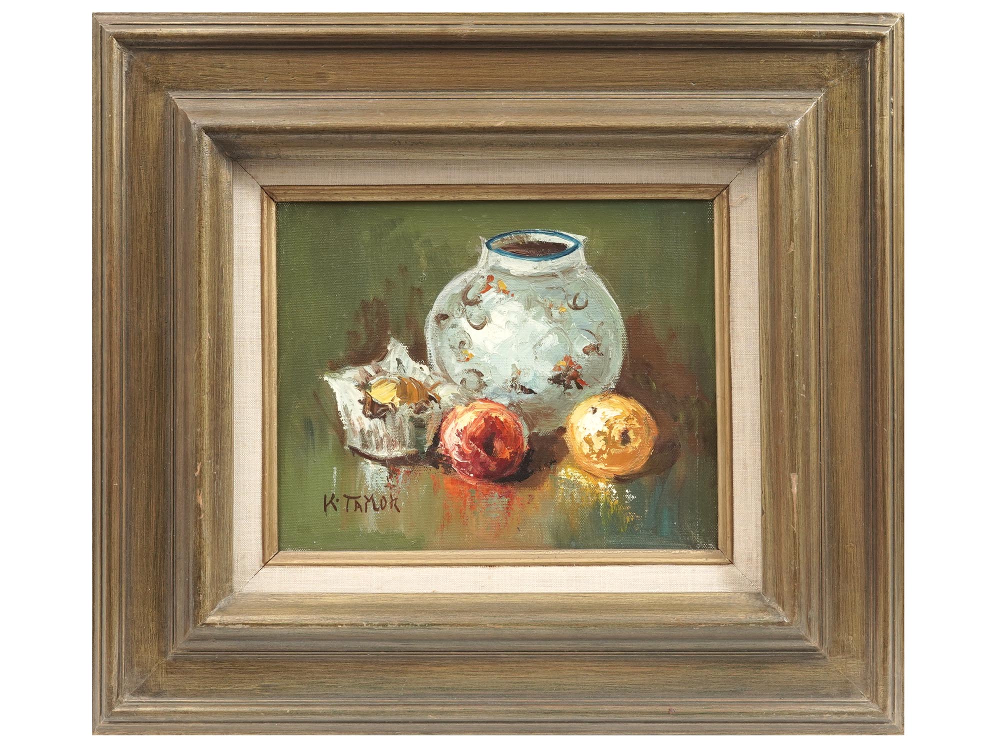 STILL LIFE OIL PAINTING SIGNED BY K TAYLOR FRAMED PIC-0