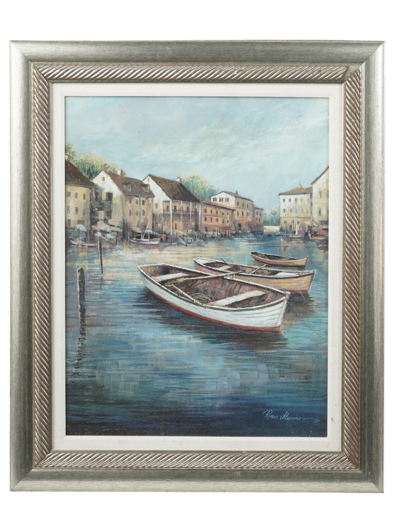 AMERICAN TOWN PORT OIL PAINTING BY RUANE MANNING PIC-0