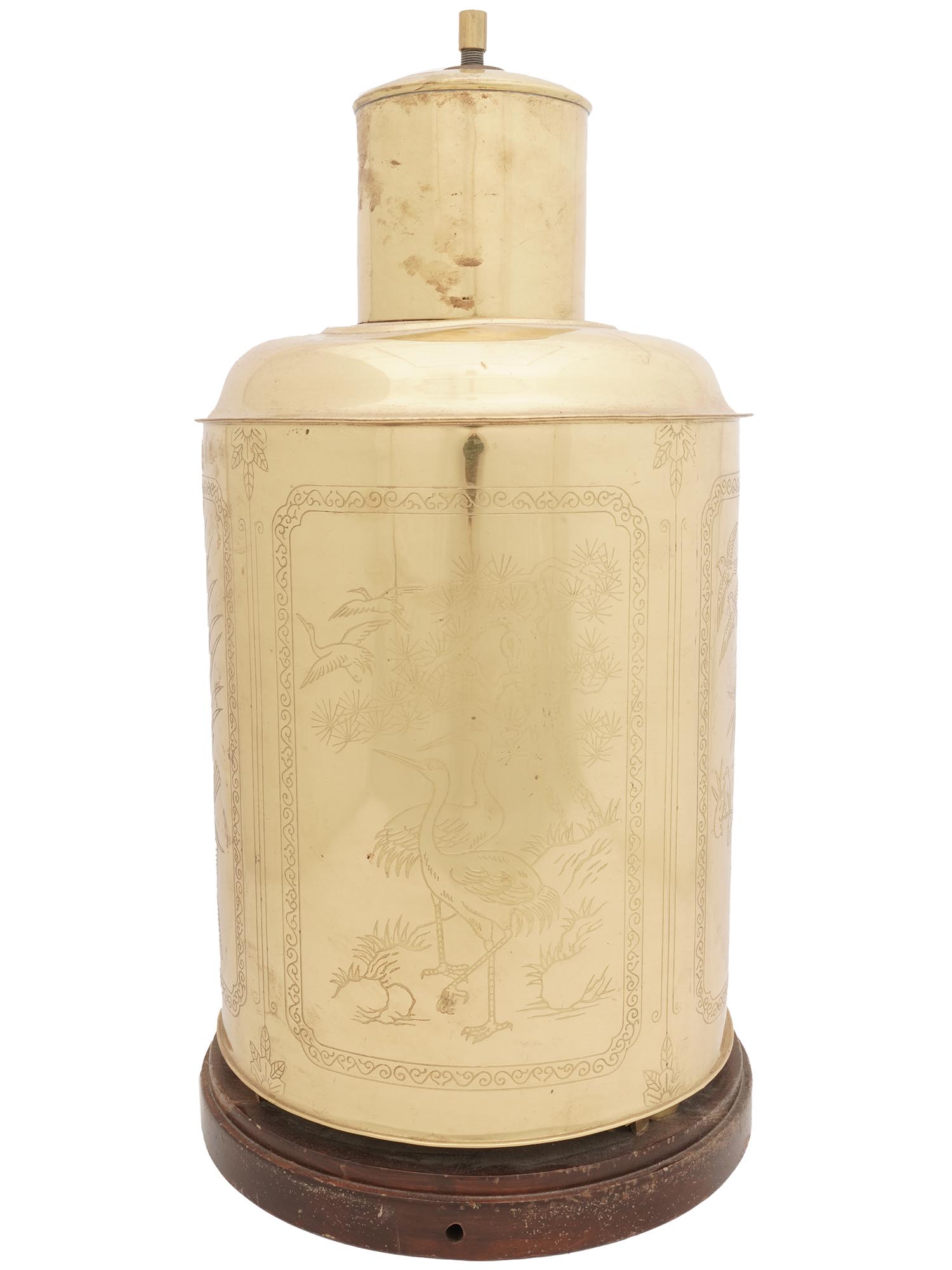 MID CENT CHINESE GILT BRASS TEA CANISTER LAMPS PIC-1