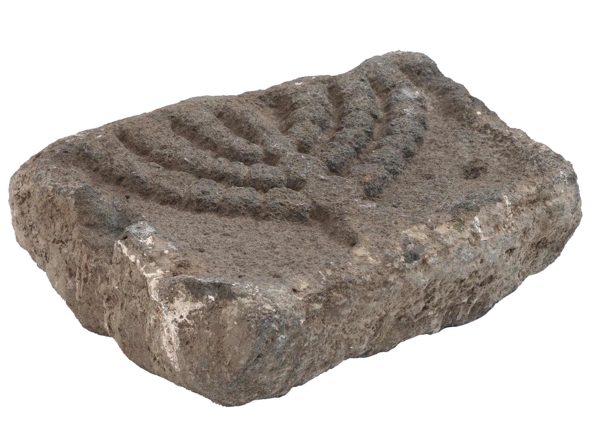 ANCIENT JUDAICA MENORA BASALT STONE RELIEF WARE PIC-0