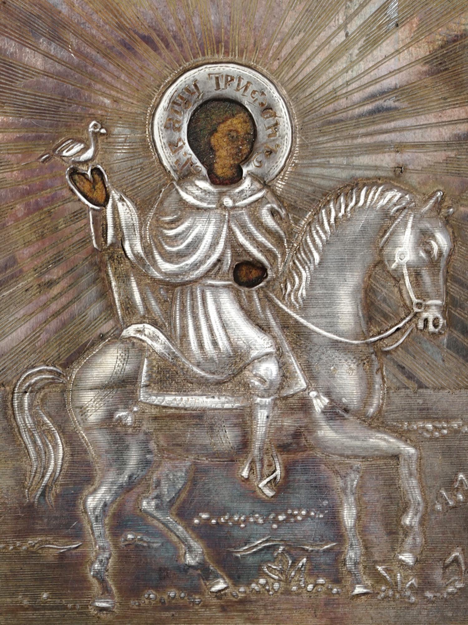 IMPERIAL RUSSIAN ICONS OF SAINTS IN SILVER RIZA PIC-4