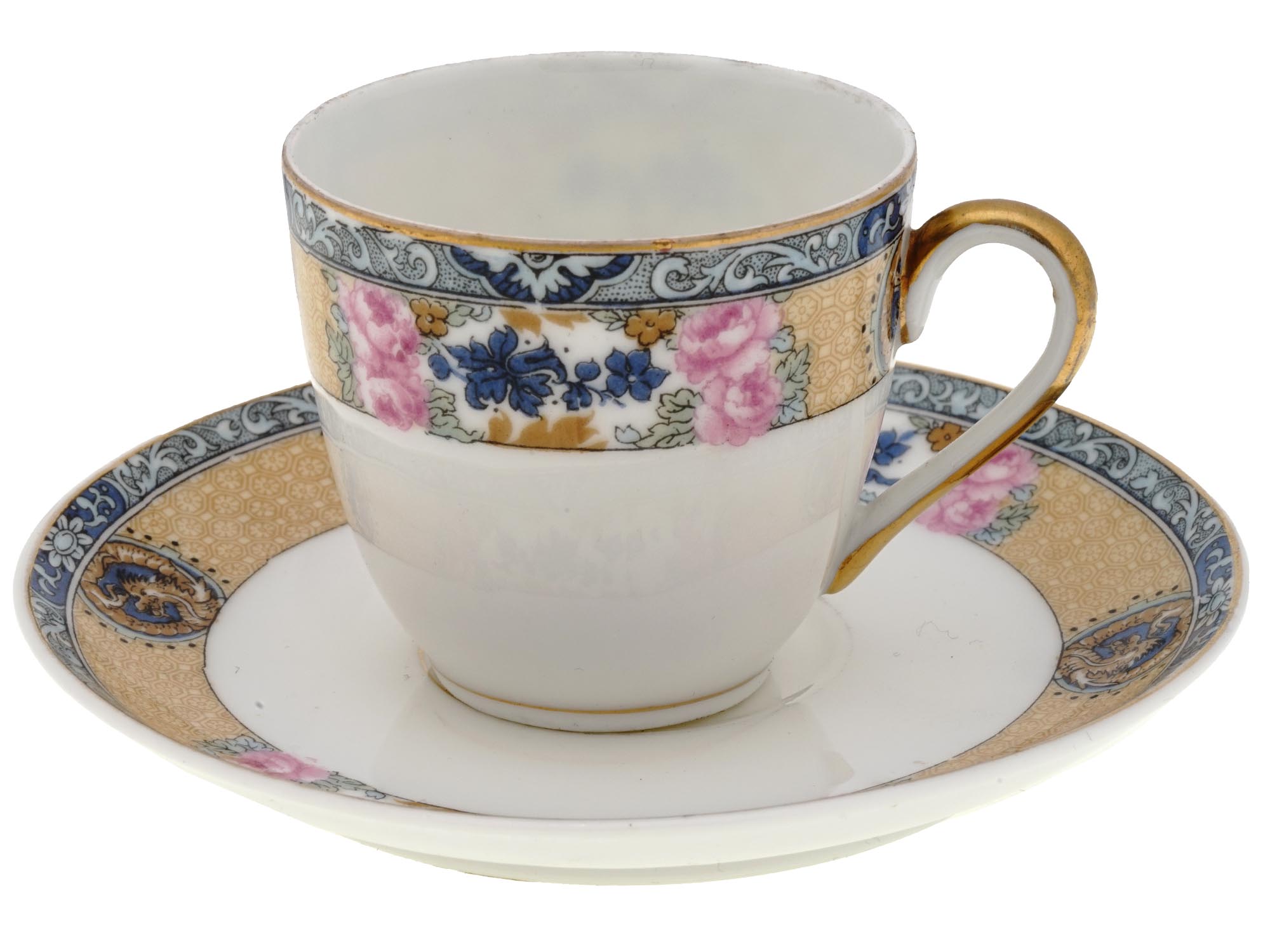 GERMAN FRAUREUTH SAXONY PORCELAIN CUP SAUCER SET PIC-3