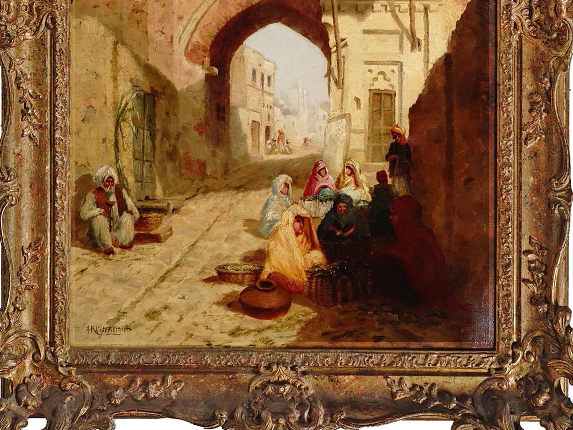 19TH C ORIENTAL OIL PAINTING BY FRANZ UNTERBERGER PIC-6