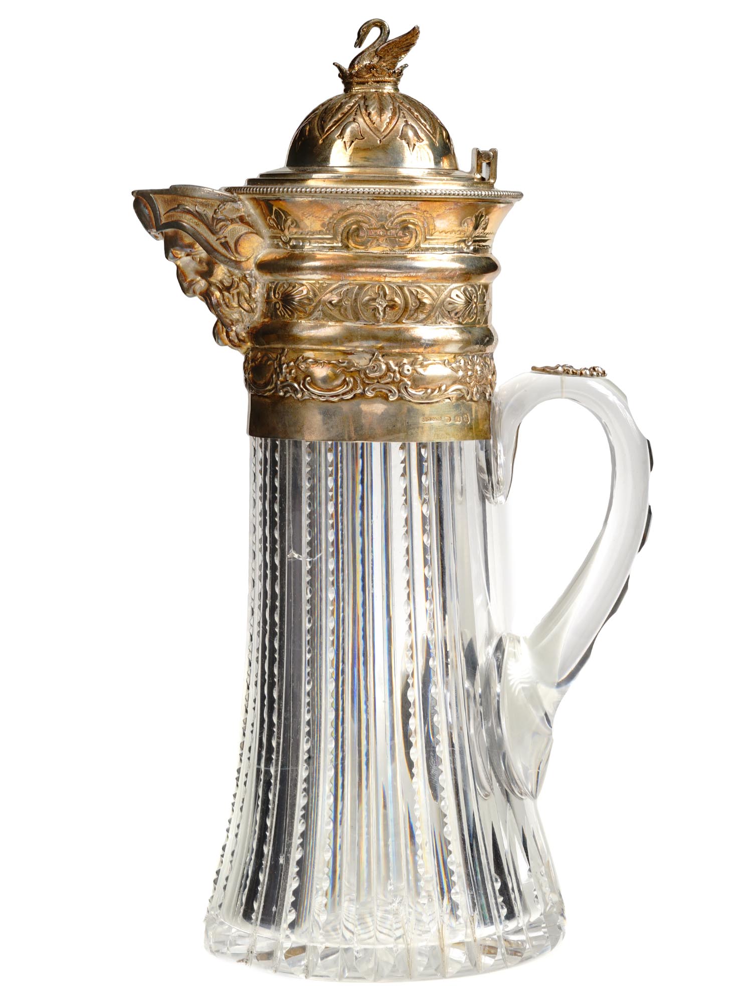 RUSSIAN BOLIN 84 SILVER AND CUT GLASS JUG PIC-1