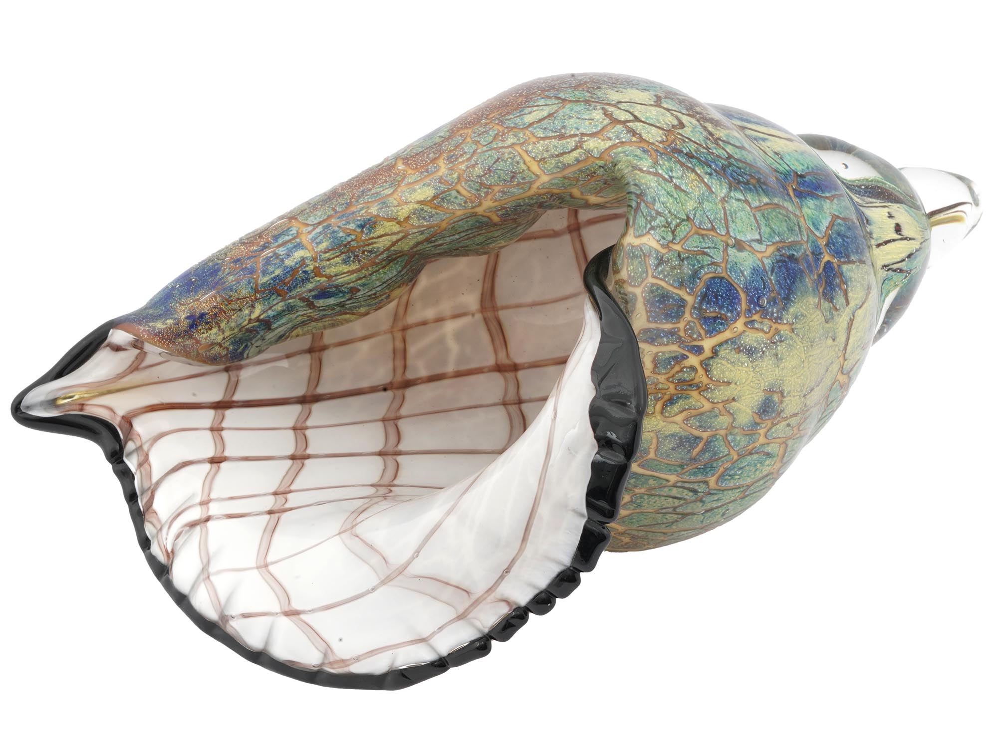 LARGE HAND BLOWN MURANO GLASS SEASHELL DECORATION PIC-1