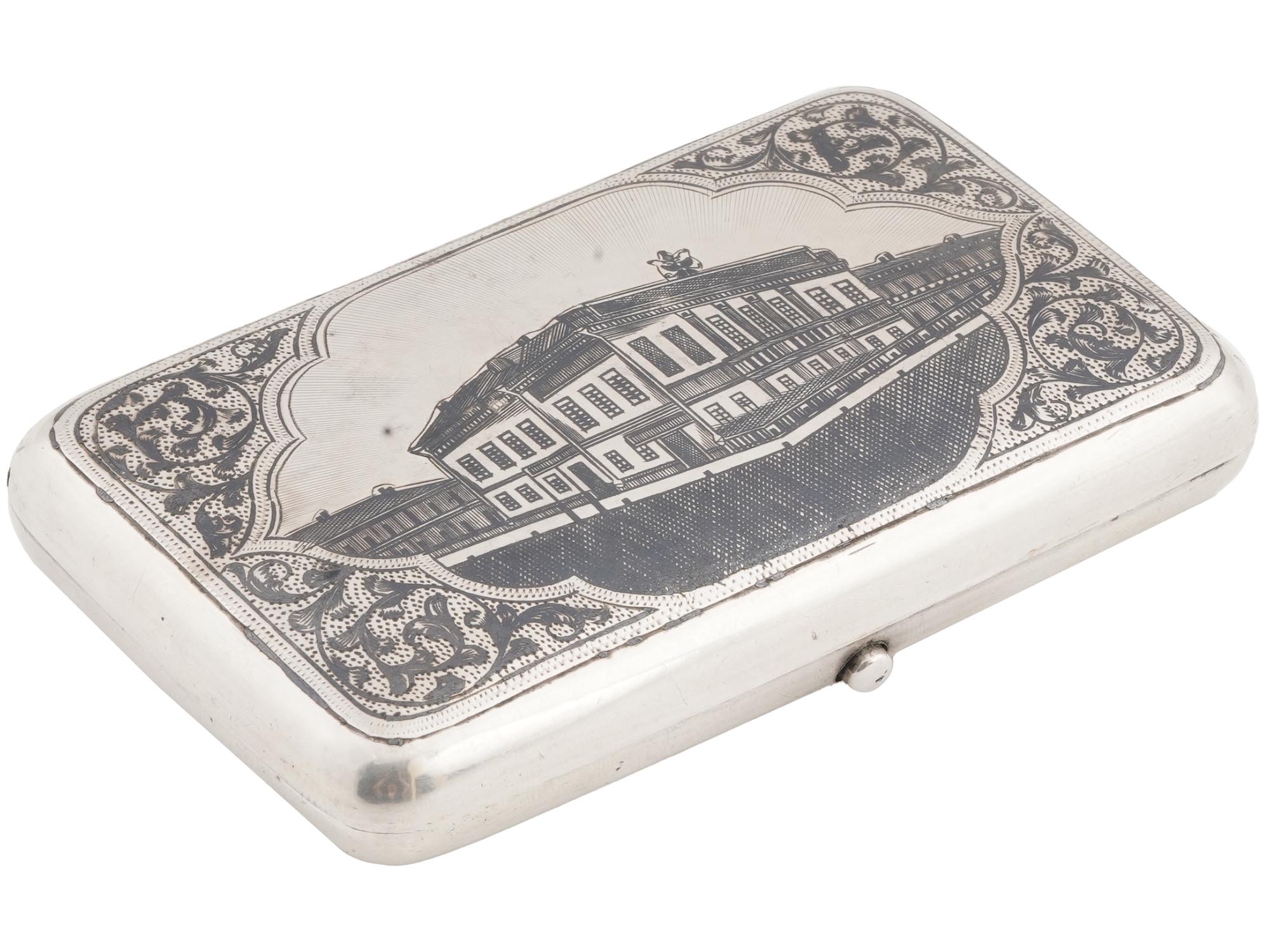 RUSSIAN 84 SILVER NIELLO ENGRAVED CIGARETTE CASE PIC-0