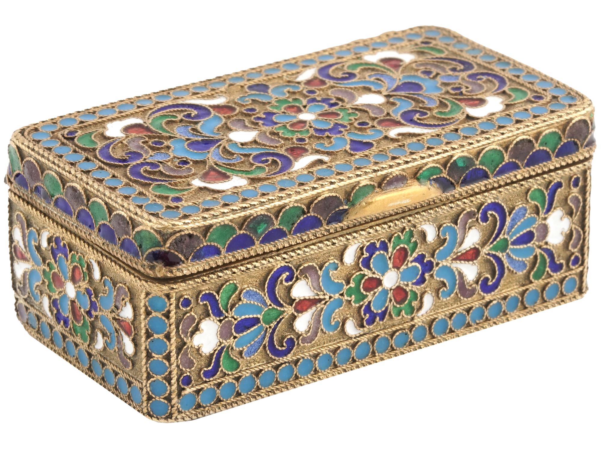 IMPERIAL RUSSIAN GILT SILVER ENAMEL TRINKET BOX PIC-0