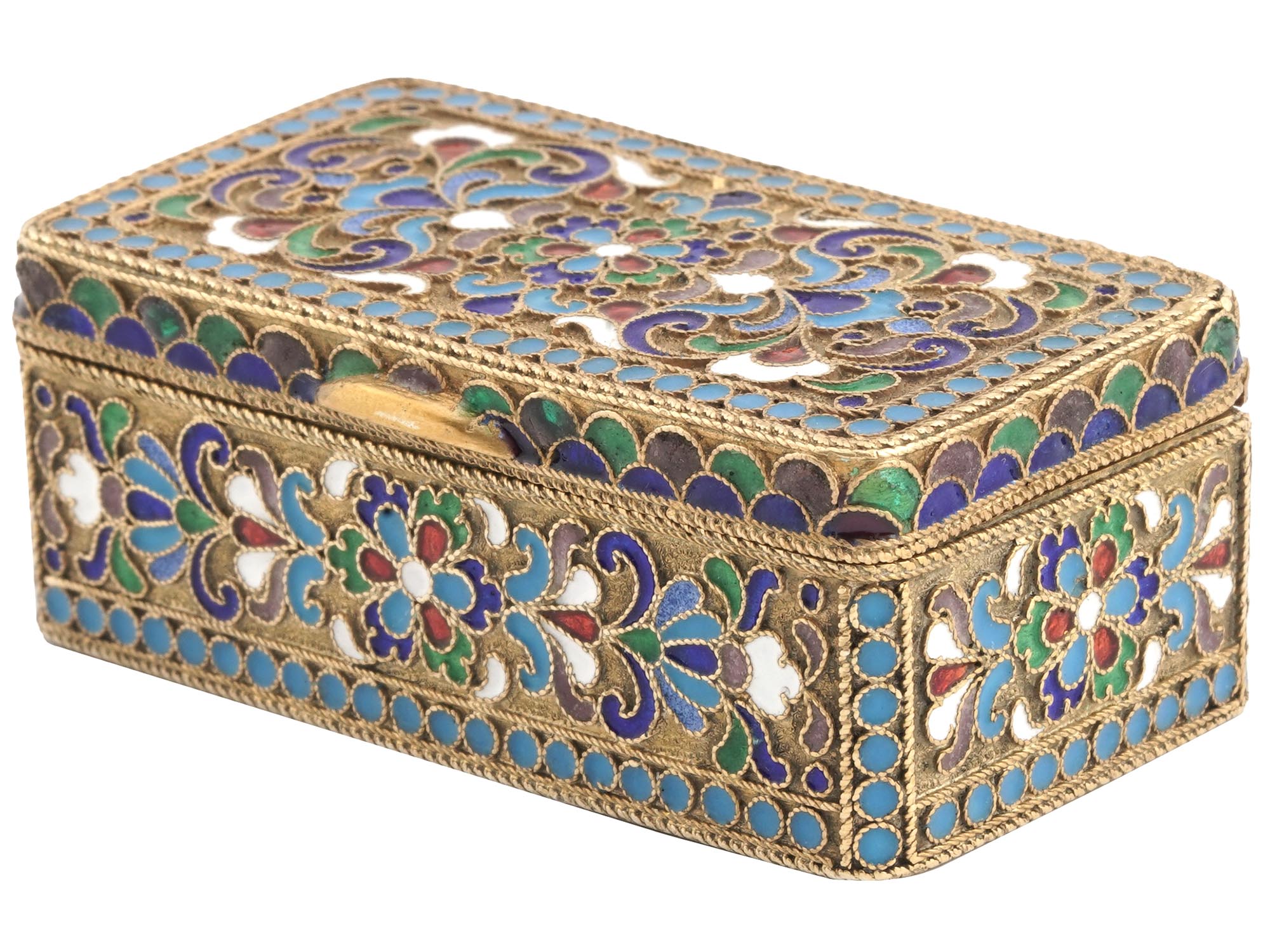 IMPERIAL RUSSIAN GILT SILVER ENAMEL TRINKET BOX PIC-1