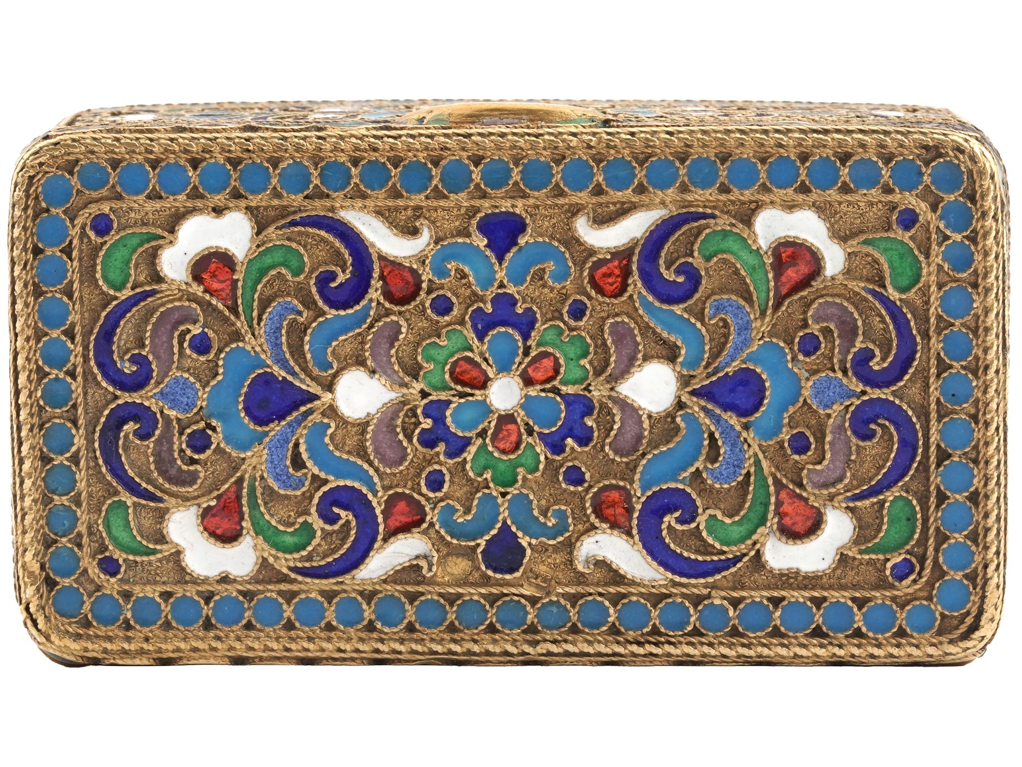 IMPERIAL RUSSIAN GILT SILVER ENAMEL TRINKET BOX PIC-4