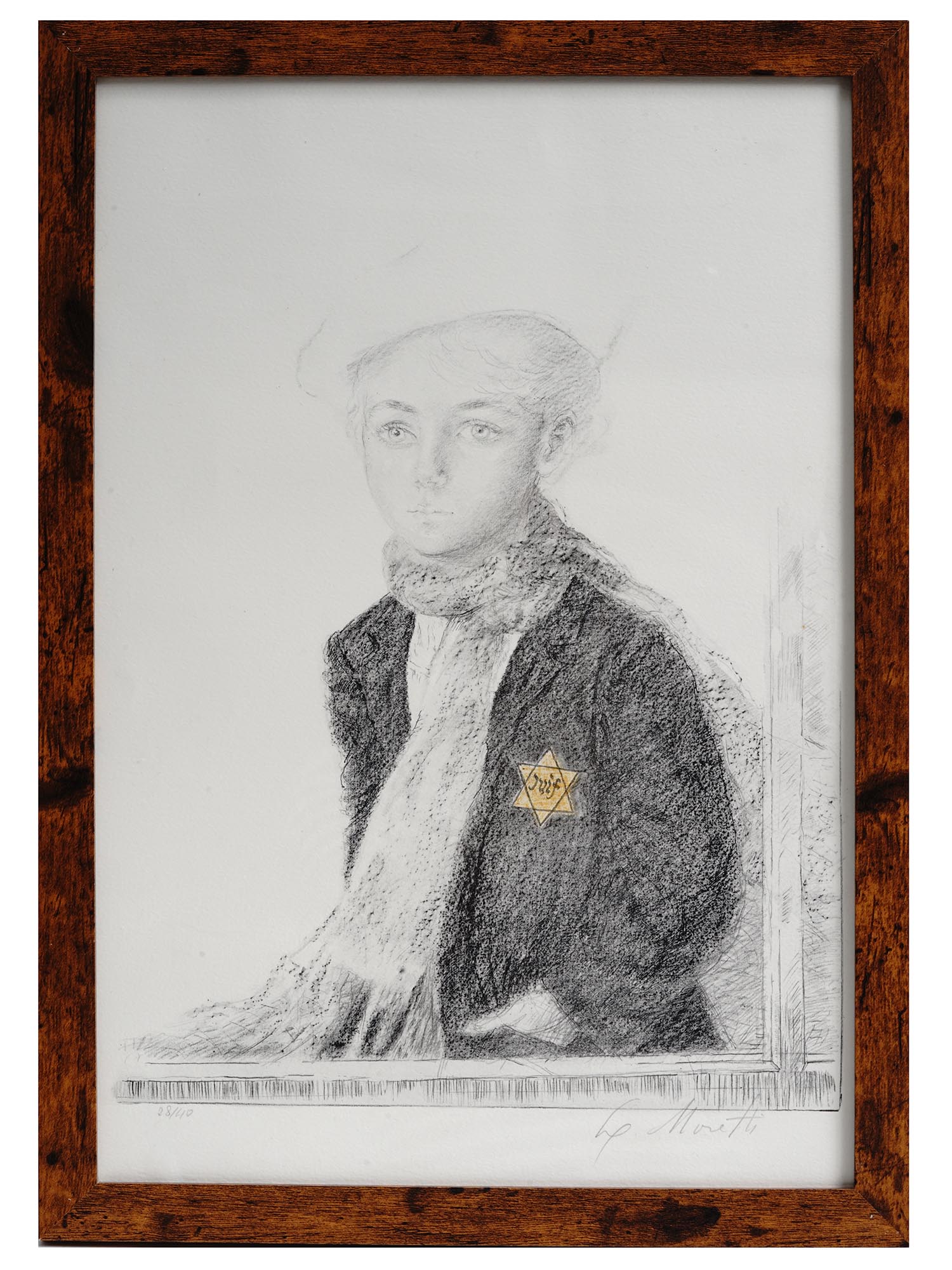 FRENCH JUDAICA BOY LITHOGRAPH BY LUCIEN MORETTI PIC-0