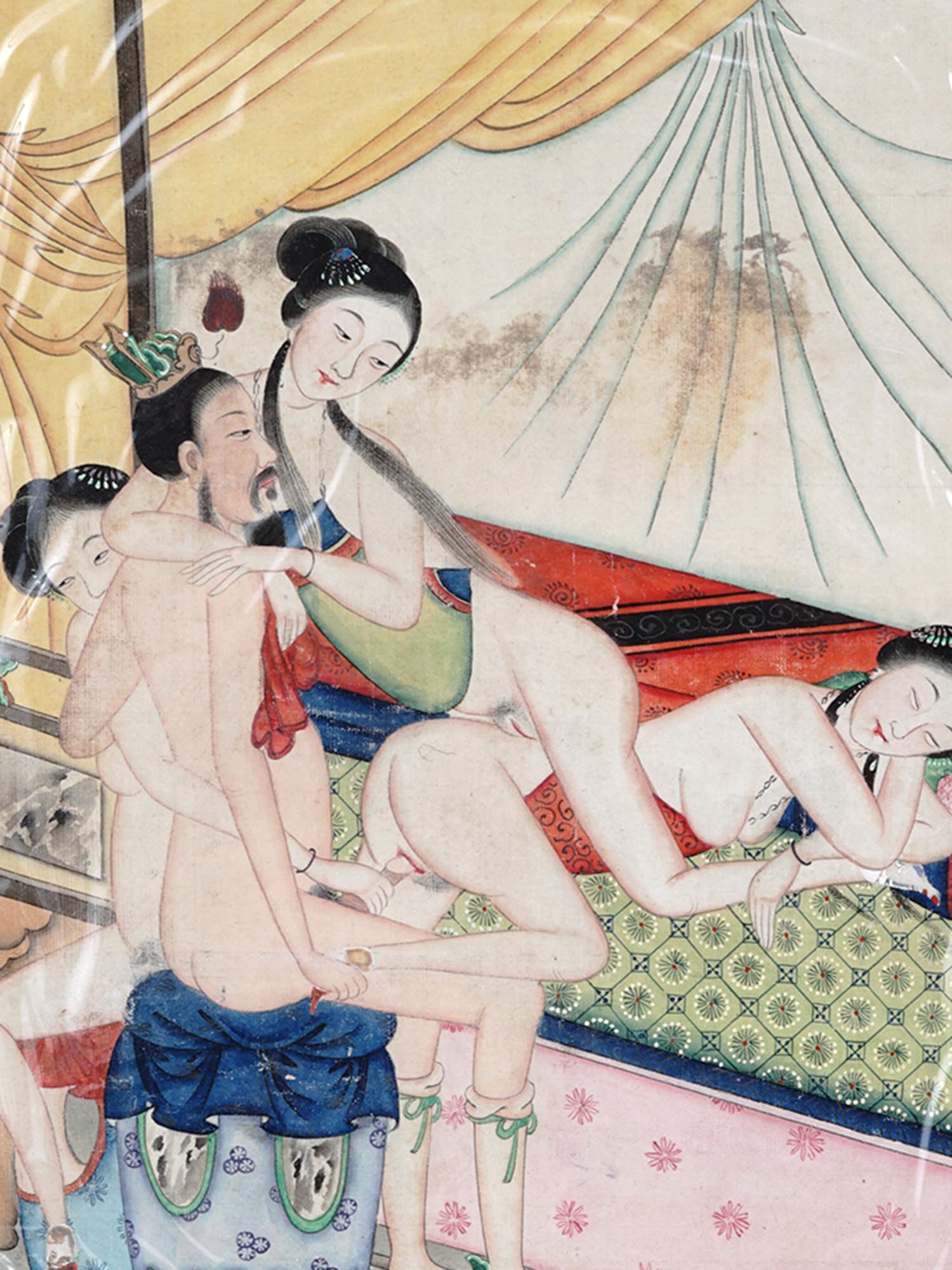 CHINESE QING DYNASTY EROTIC PAINTING ON SILK PIC-1
