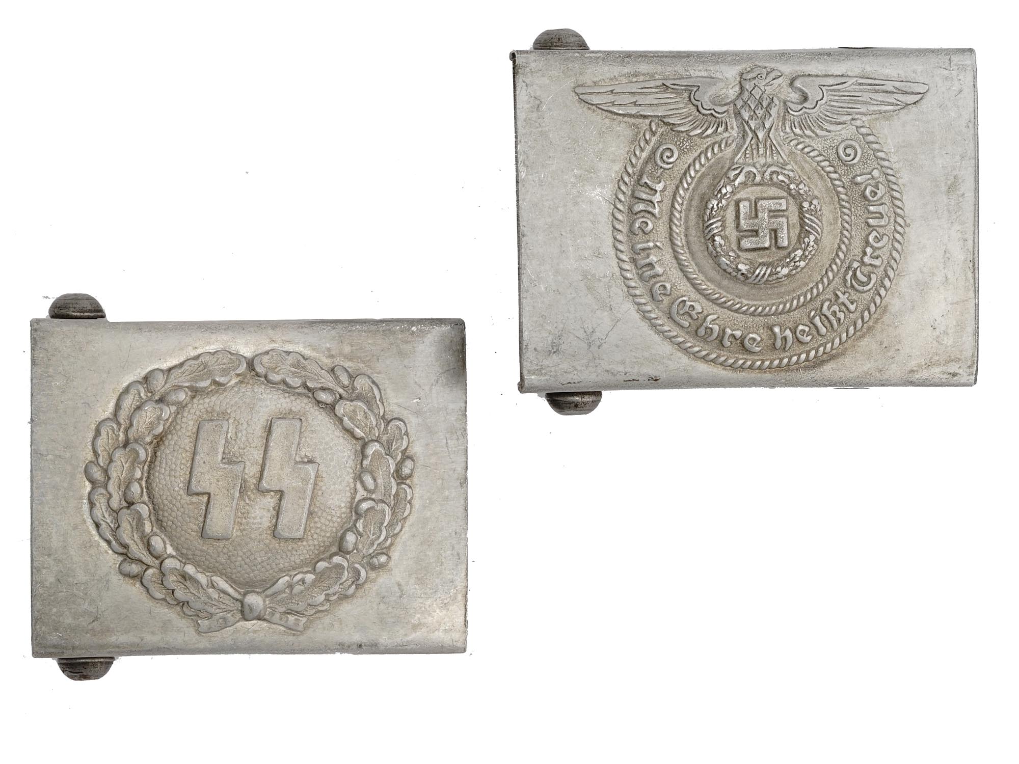 PAIR OF WWII NAZI GERMAN SS BELT BUCKLES PIC-0