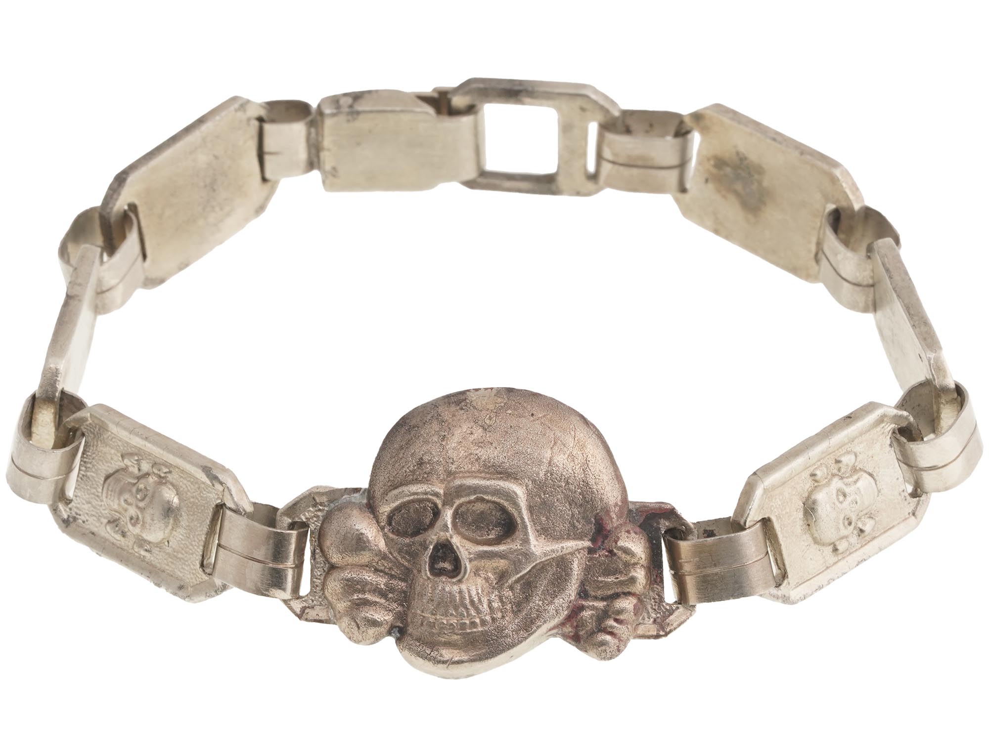 WWII GERMAN WAFFEN SS TOTENKOPF LINK BRACELET PIC-0