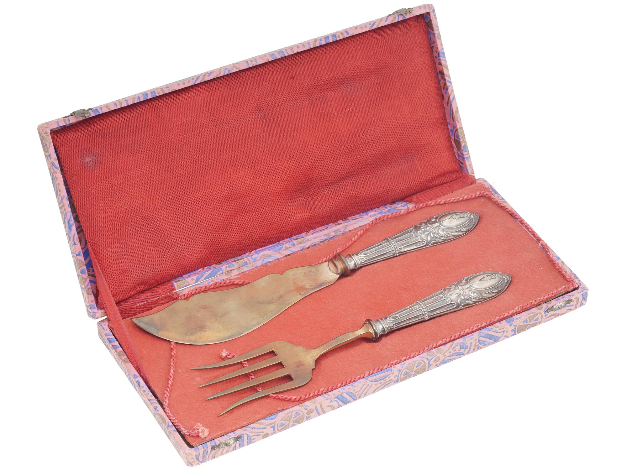 WWII ADOLF HITLER FISH CUTLERY SET IOB, 2 PCS PIC-0