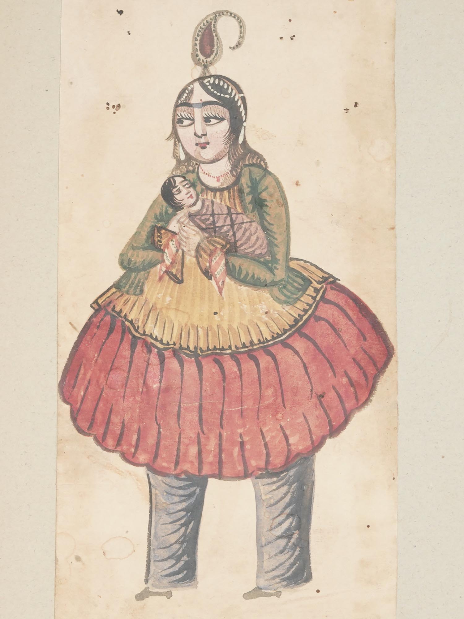 ANTIQUE PERSIAN QAJAR MINIATURE WOMAN PAINTINGS PIC-2