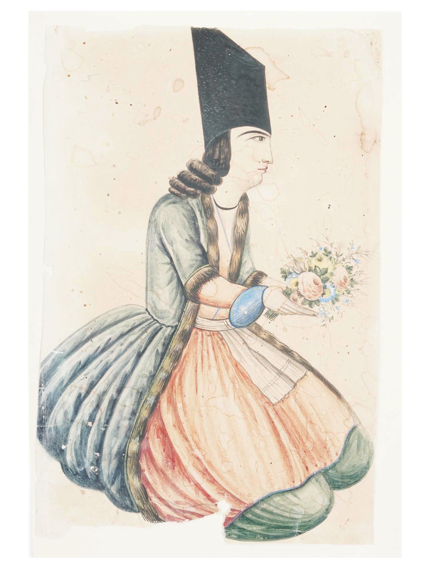 ANTIQUE PERSIAN QAJAR MINIATURE PORTRAIT PAINTING PIC-0